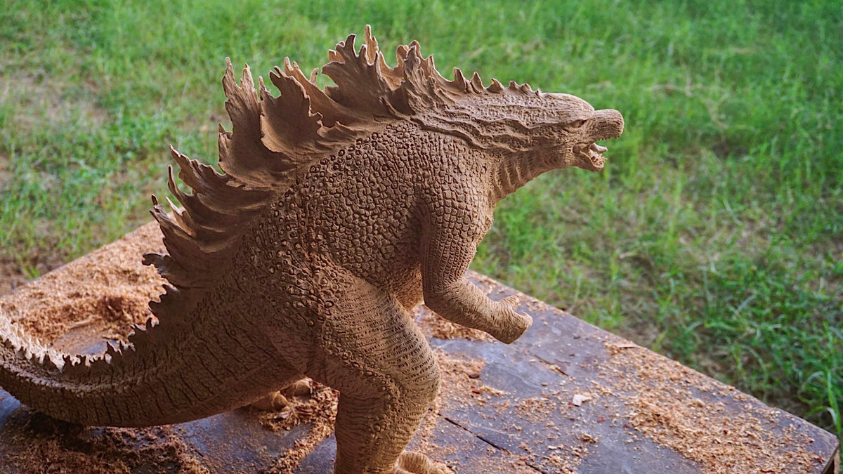 Godzilla Figure Wood Carving Monarch Legacy of Monsters Woodart