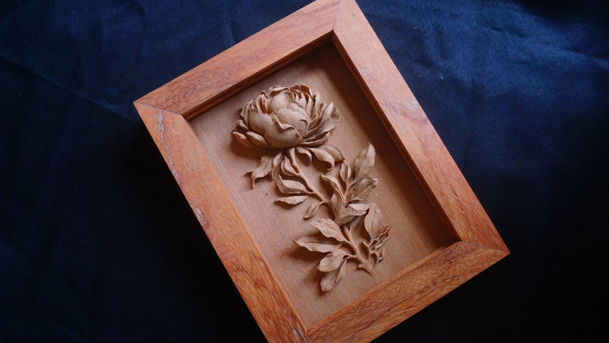 Peony Flower wood Carving