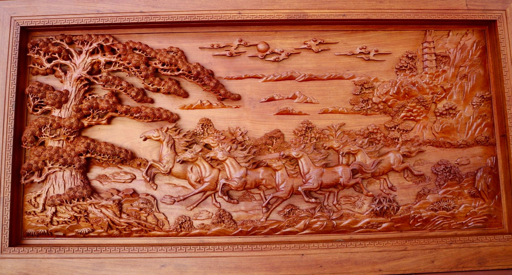 Wall Art - Horses Wood Carving