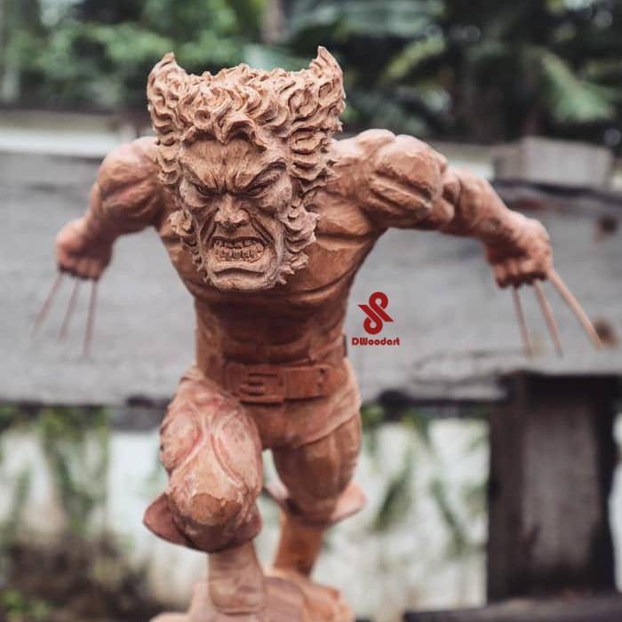 Wolverine Wooden Figure - Woodart Vietnam 