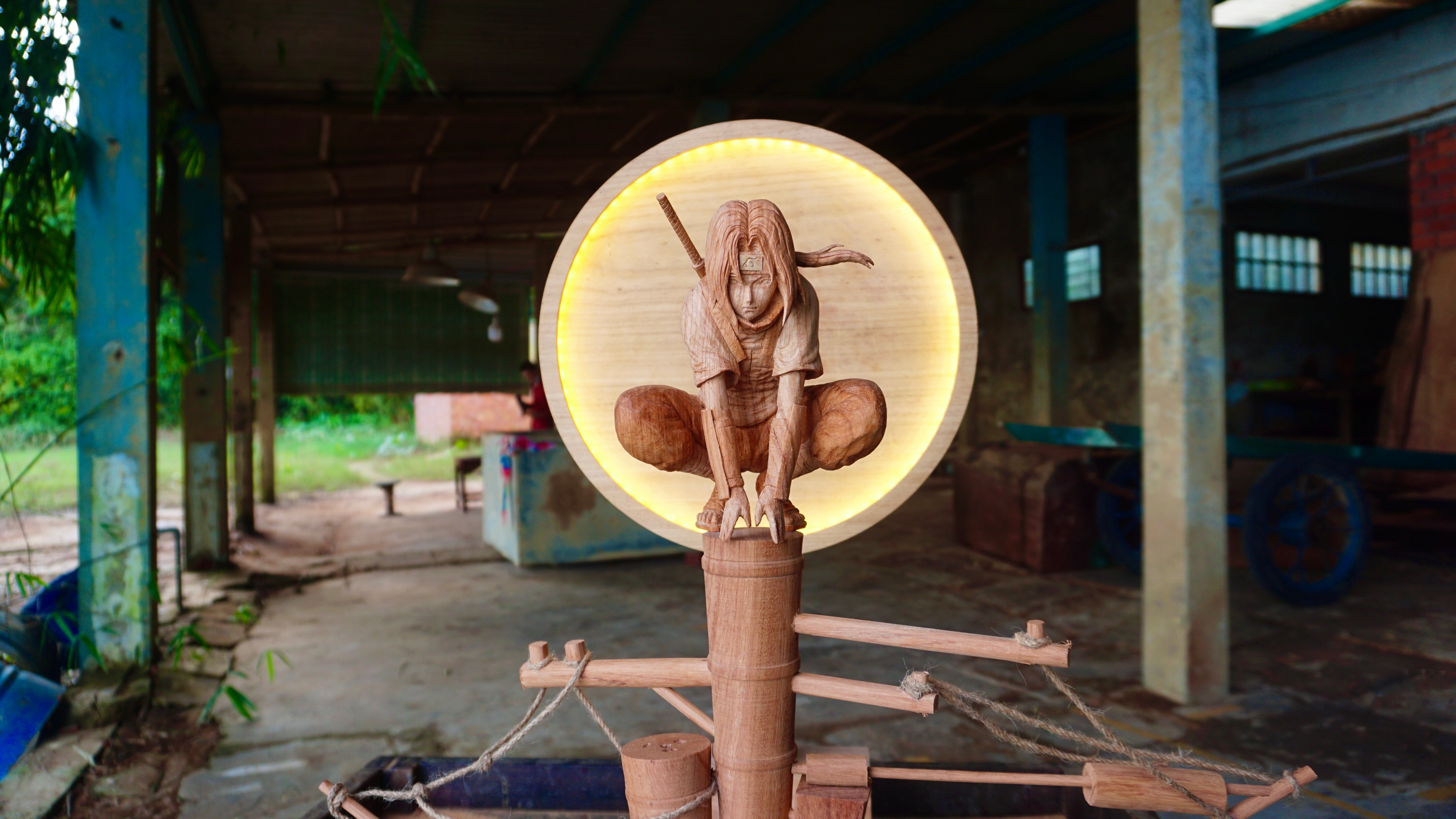Itachi Uchiha - The Moonlight Figure Wood Carving - - Woodart Vietnam 