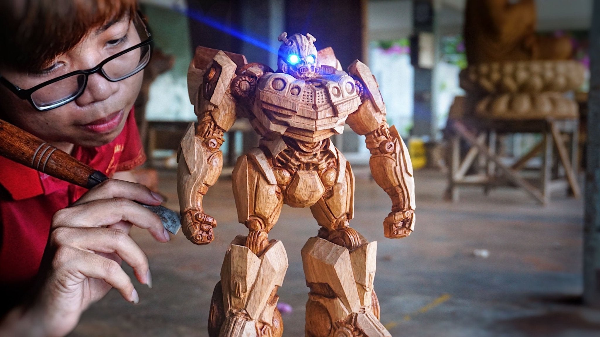 Bumblebe - Tranformers: Rise of the Beasts Figure Wood Carving - Woodart Vietnam