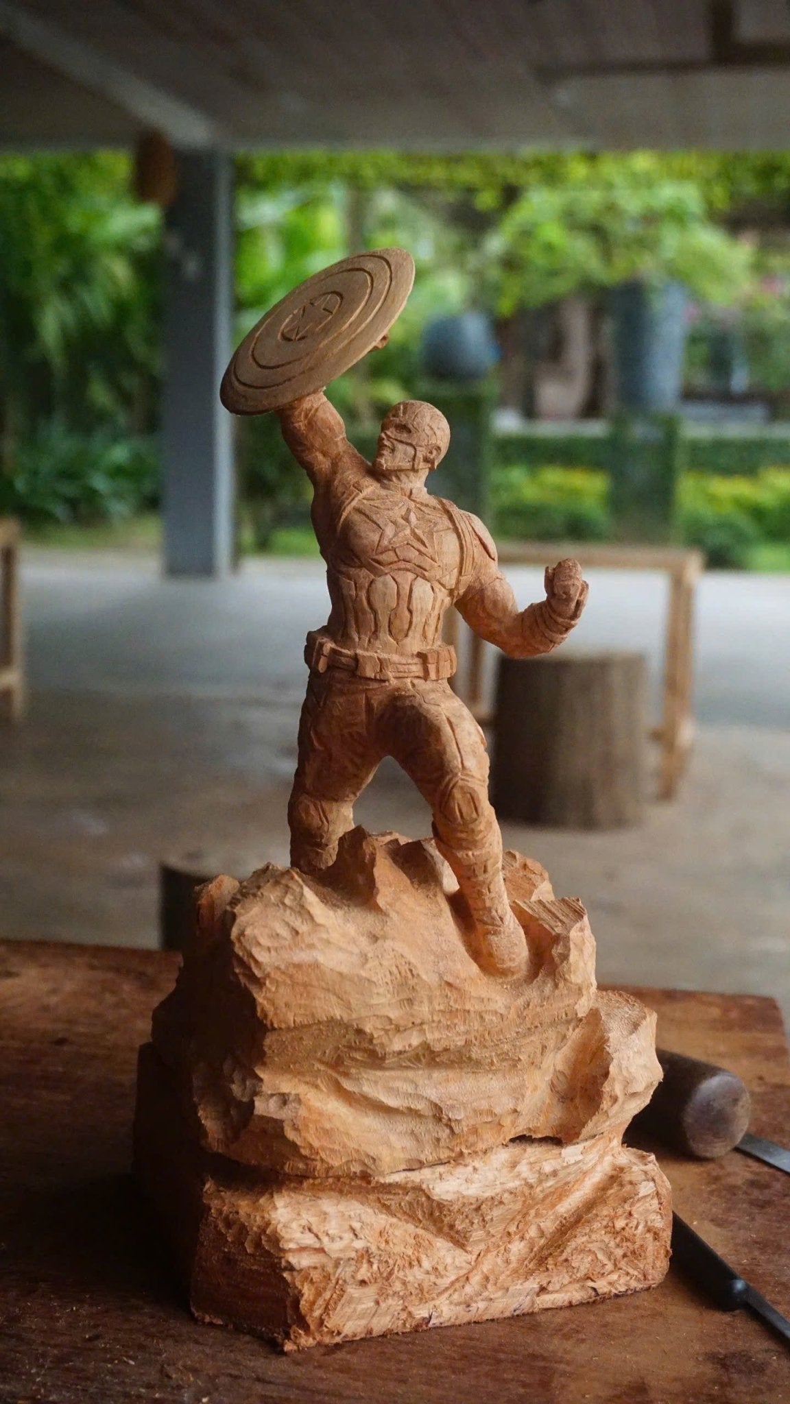 Captain America (Only) - Figure Wood Carving - Avengers Endgame - Woodart Vietnam