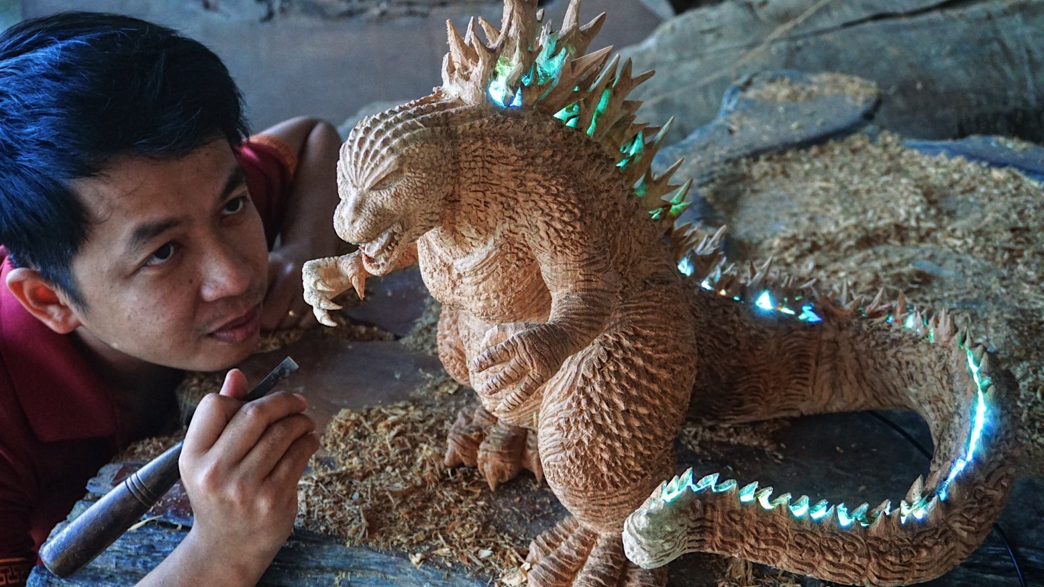 Godzilla - Minus One Figure Wood Carving statue - Woodart Vietnam