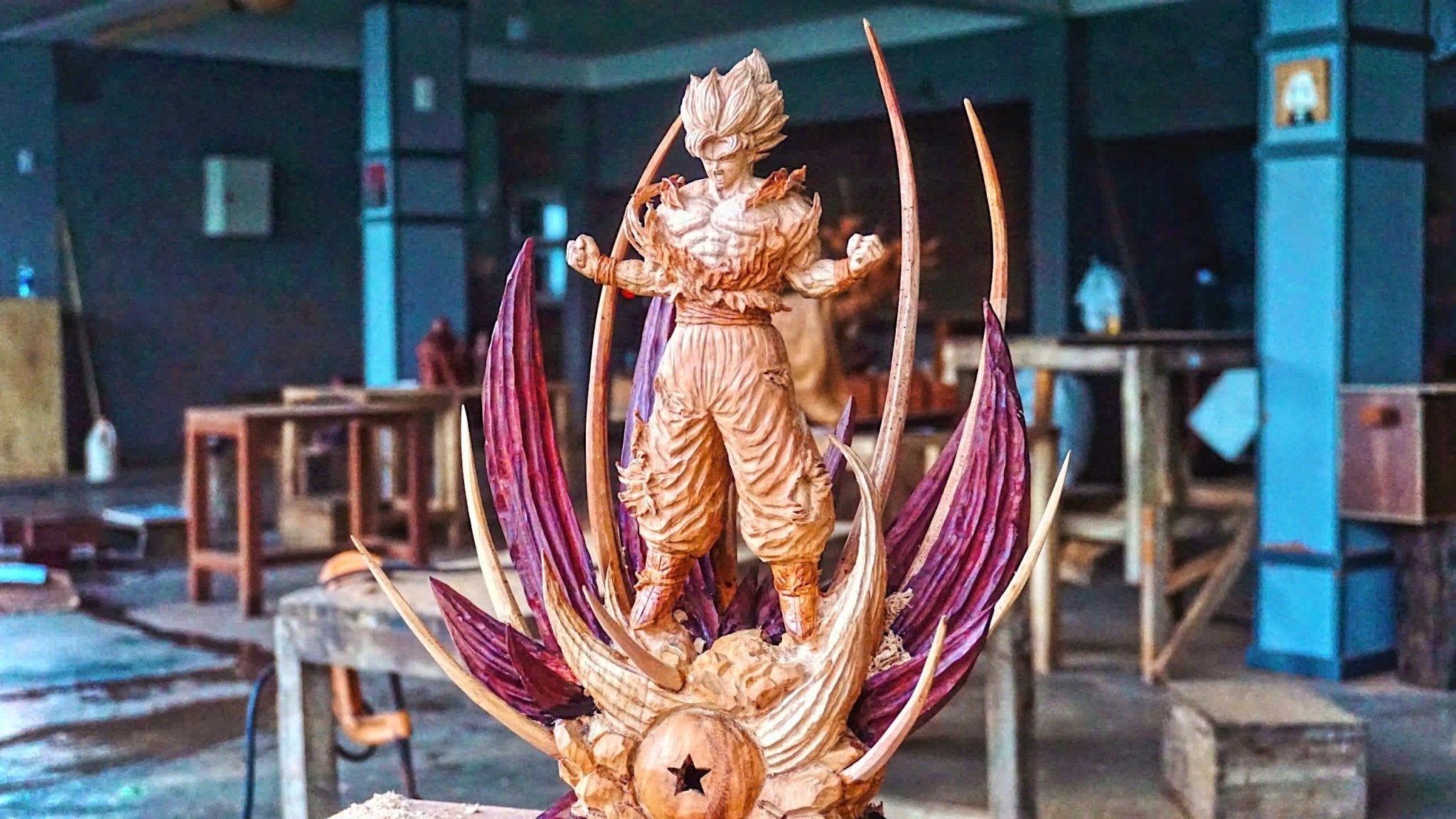 Goku SSJ2 Figure Wood Carving 2024 - Dragon Ball Z - Woodart Vietnam
