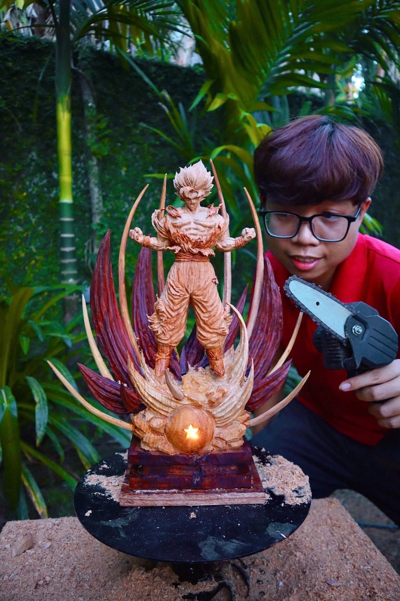 Goku SSJ2 Figure Wood Carving 2024 - Dragon Ball Z - Woodart Vietnam
