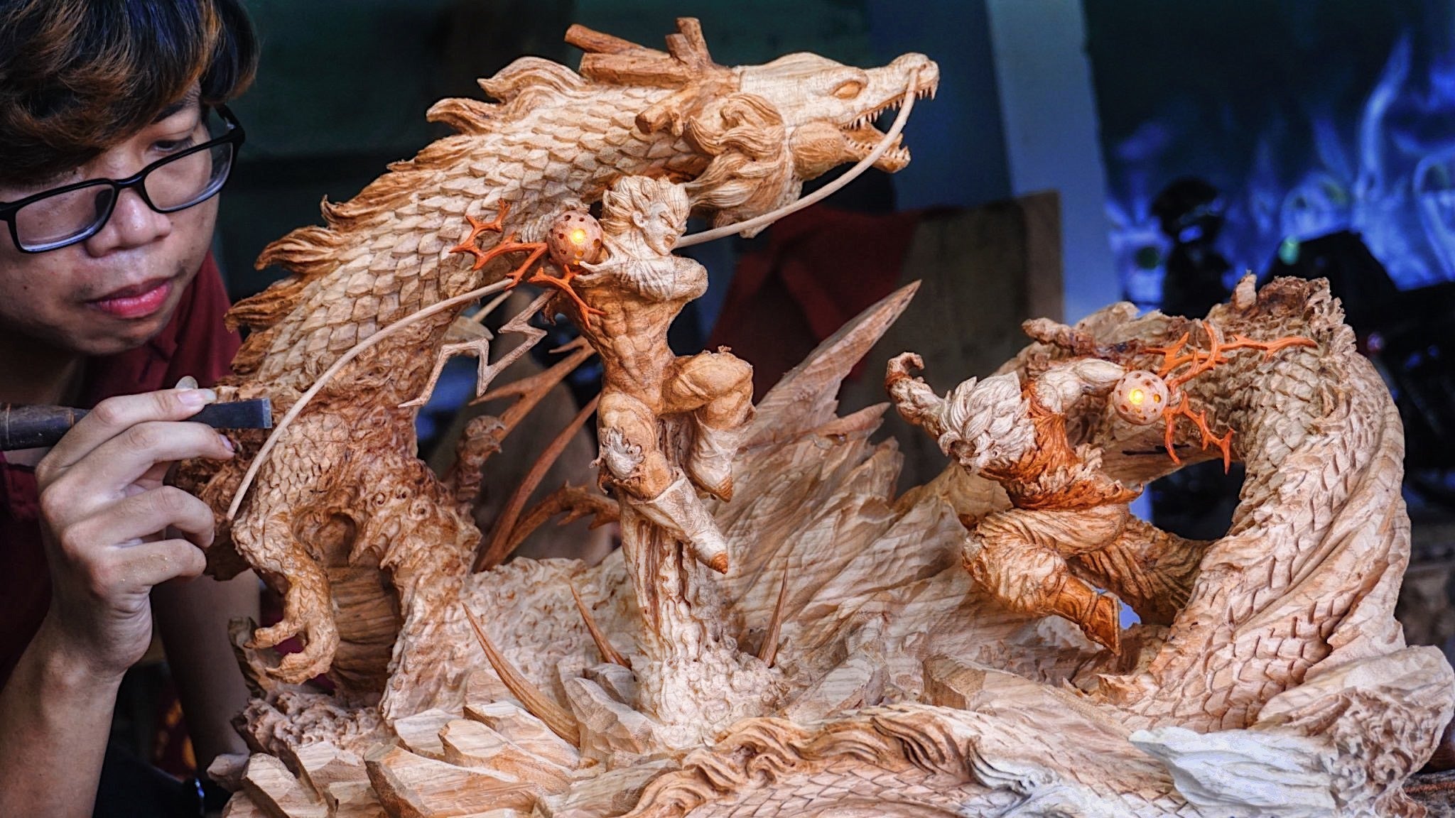 Goku vs Vegeta - Figure Wood Carving - Dragon Ball Z - Woodart Vietnam
