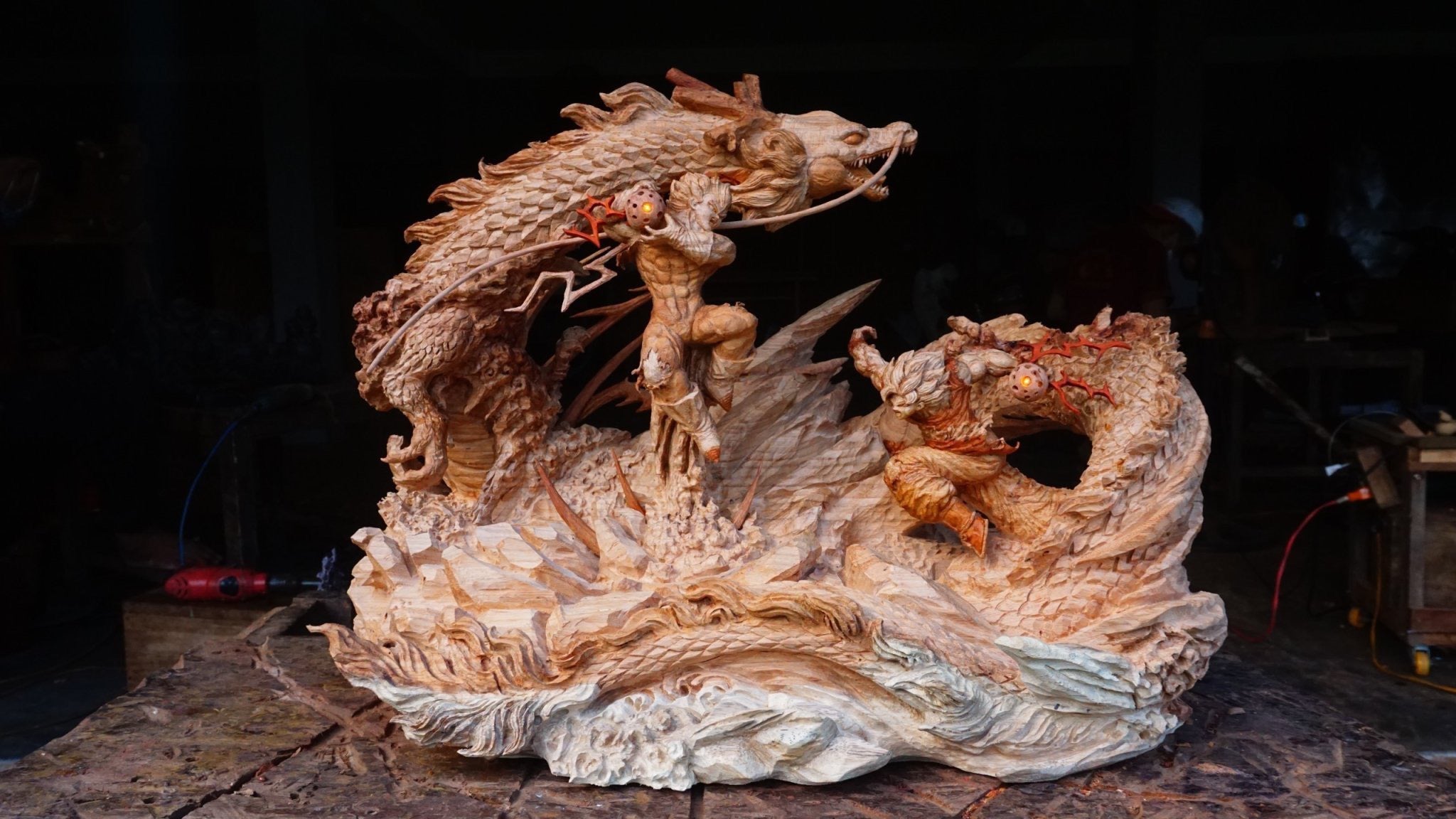 Goku vs Vegeta - Figure Wood Carving - Dragon Ball Z - Woodart Vietnam