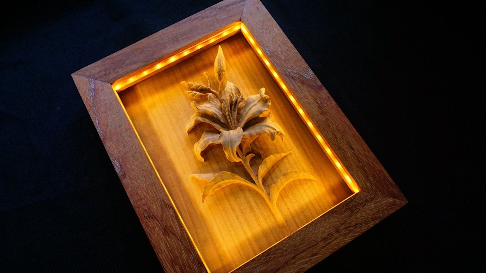 Lily Flower wood Carving - Woodart Vietnam