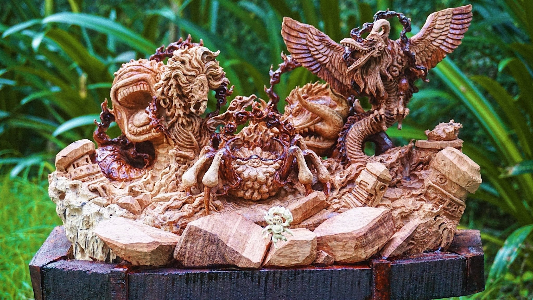 One Piece: Luffy vs Gorosei - Five Elders Figure Wood Carving - Woodart Vietnam