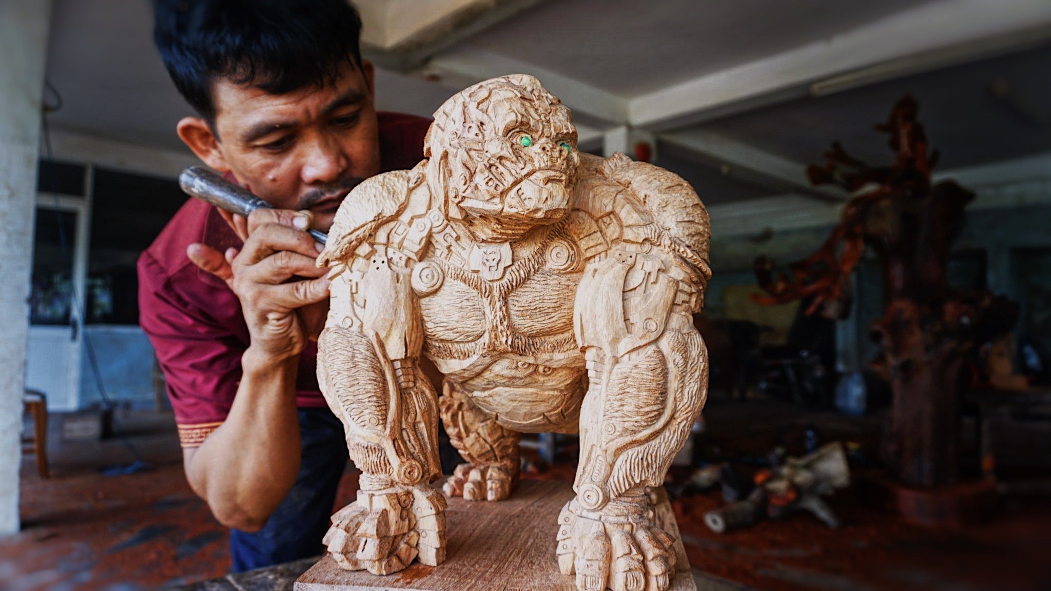 Optimus Primal Figure Wood Carving - Transformers: Rise of the beast - Woodart Vietnam