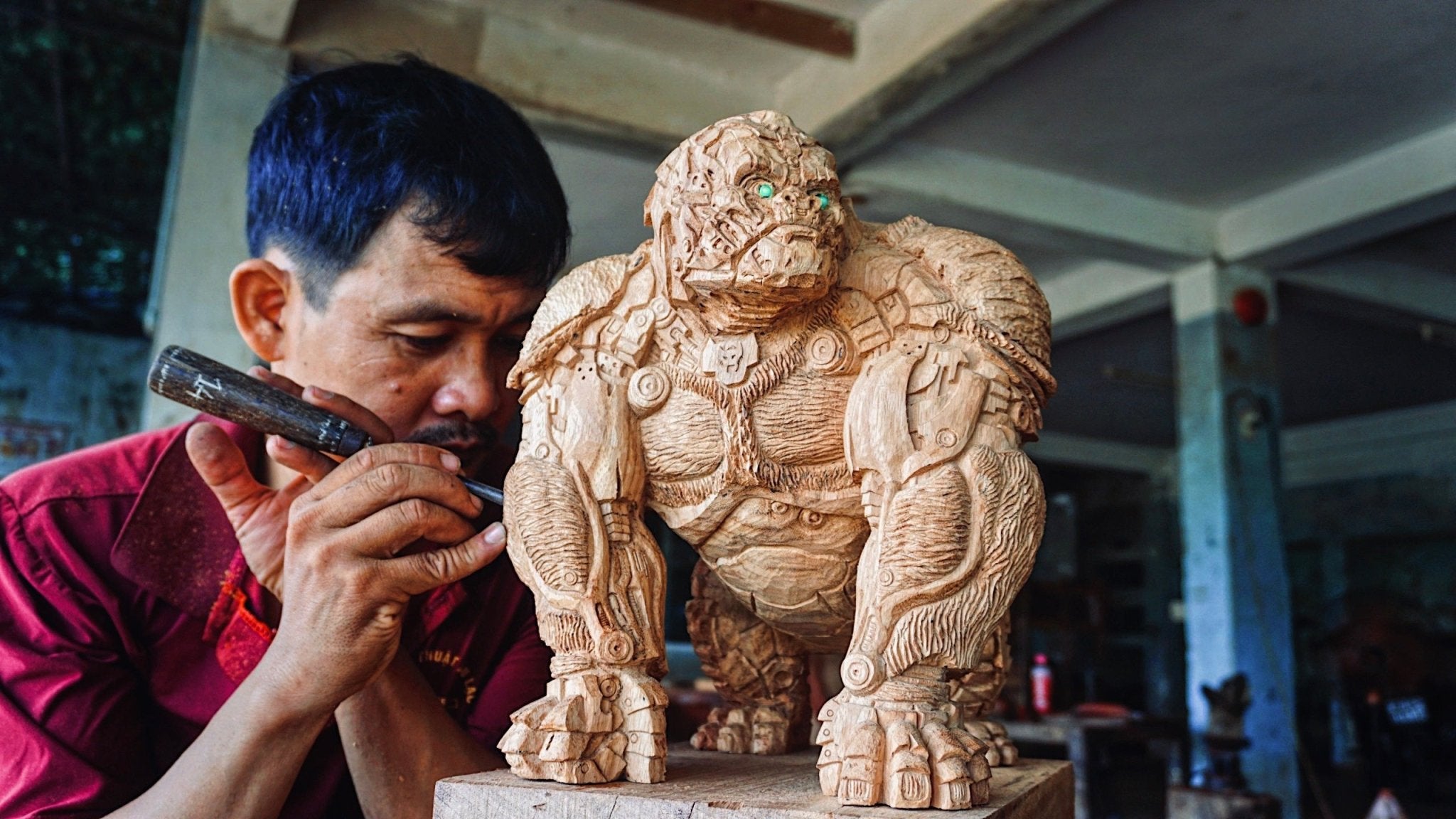 Optimus Primal Figure Wood Carving - Transformers: Rise of the beast - Woodart Vietnam