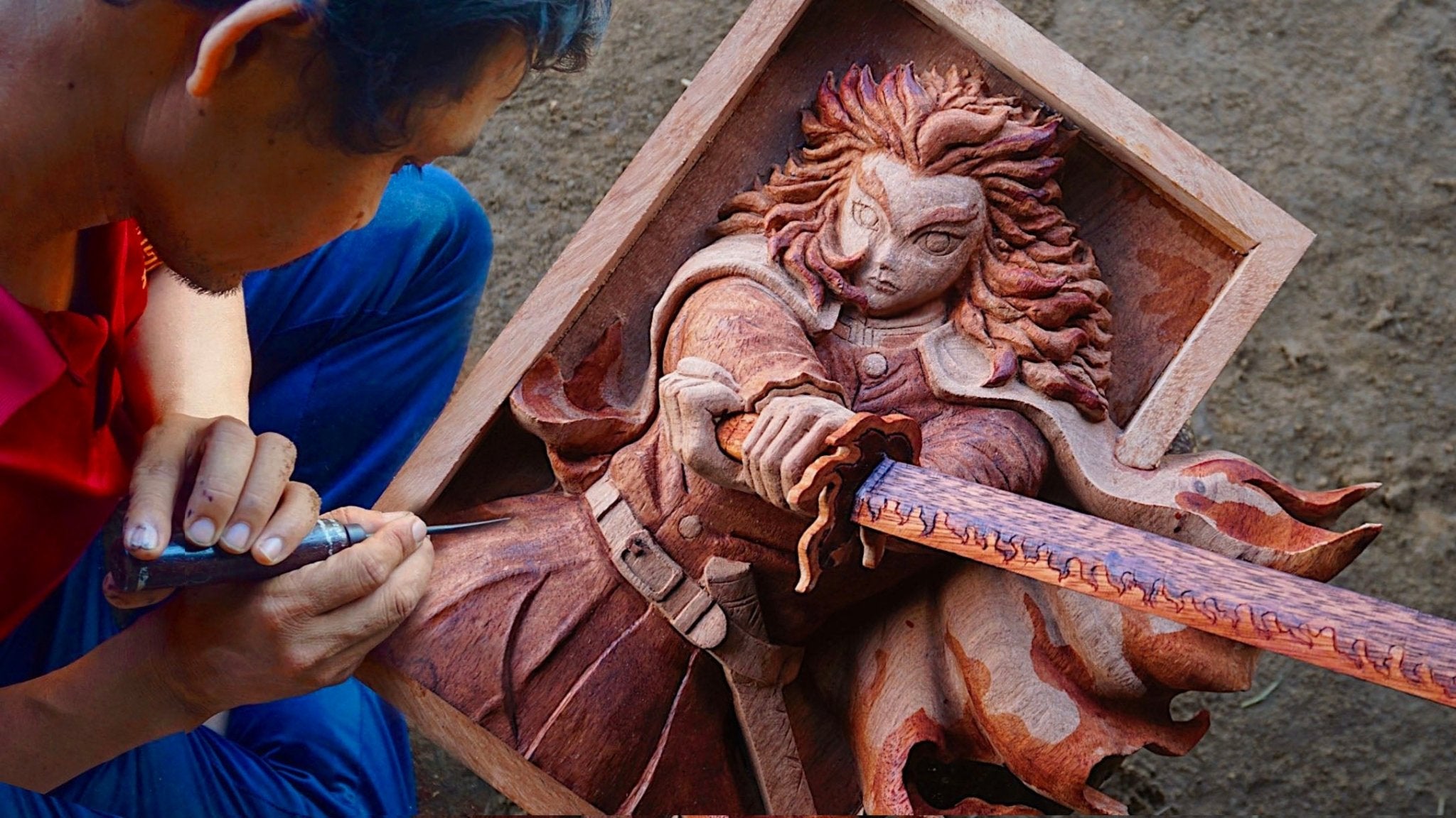 Rengoku - Wood Carving Wall art - Woodart Vietnam