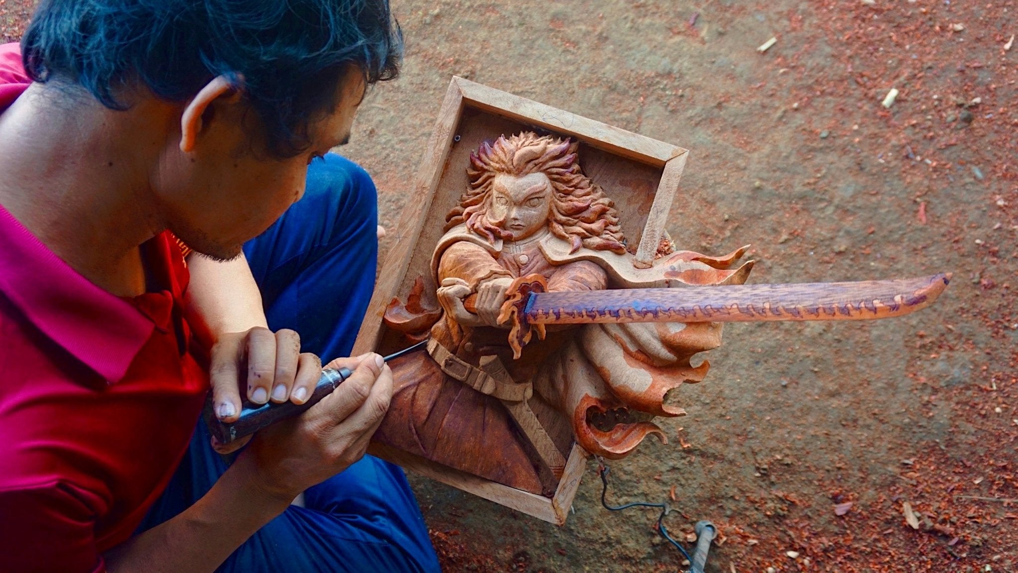 Rengoku - Wood Carving Wall art - Woodart Vietnam