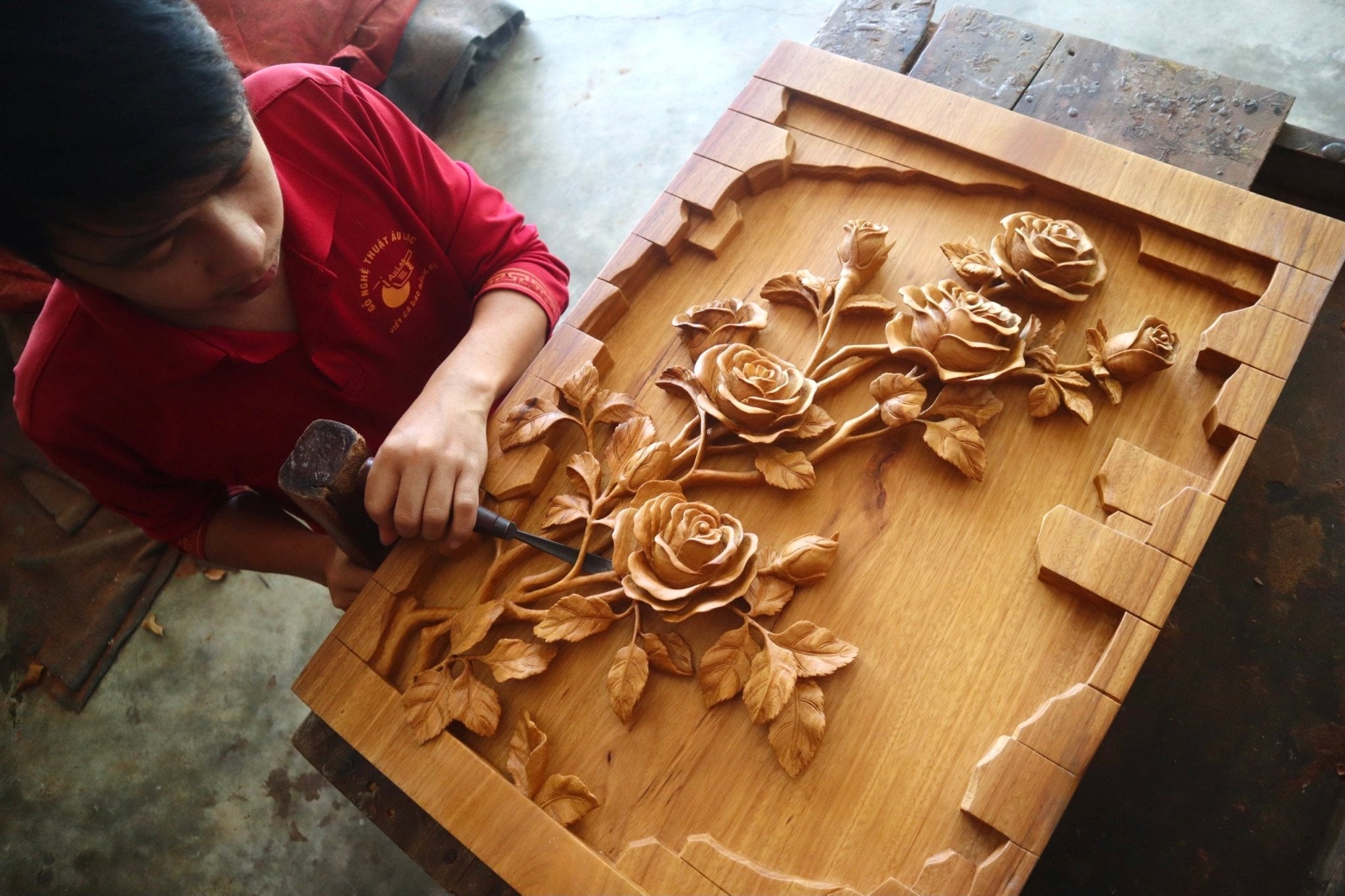 Rose Wood Carving - Flower Art - Woodart Vietnam