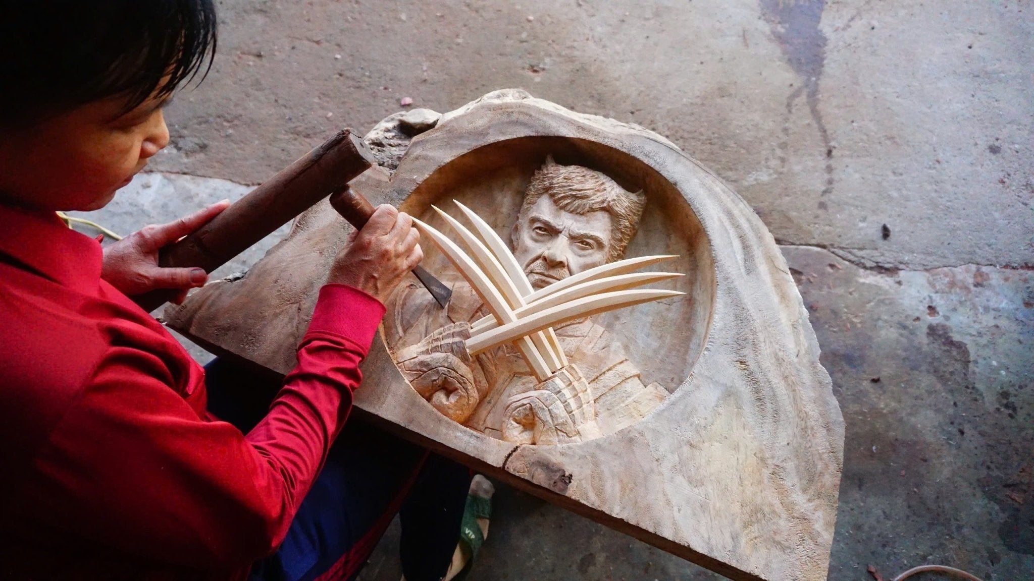 Wolverine - Portrait Wood Carving - Woodart Vietnam
