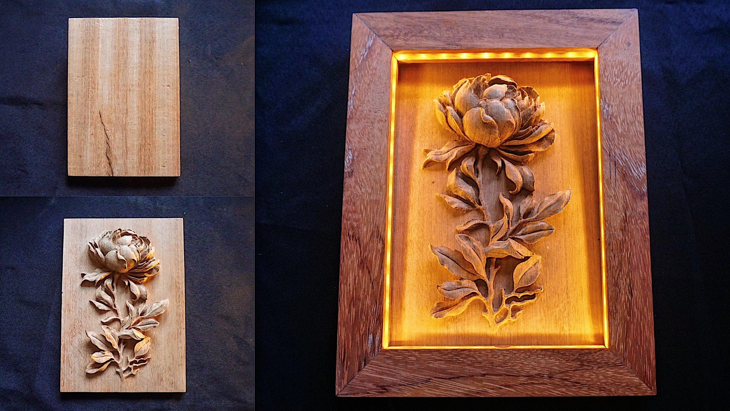 Peony Flower wood Carving
