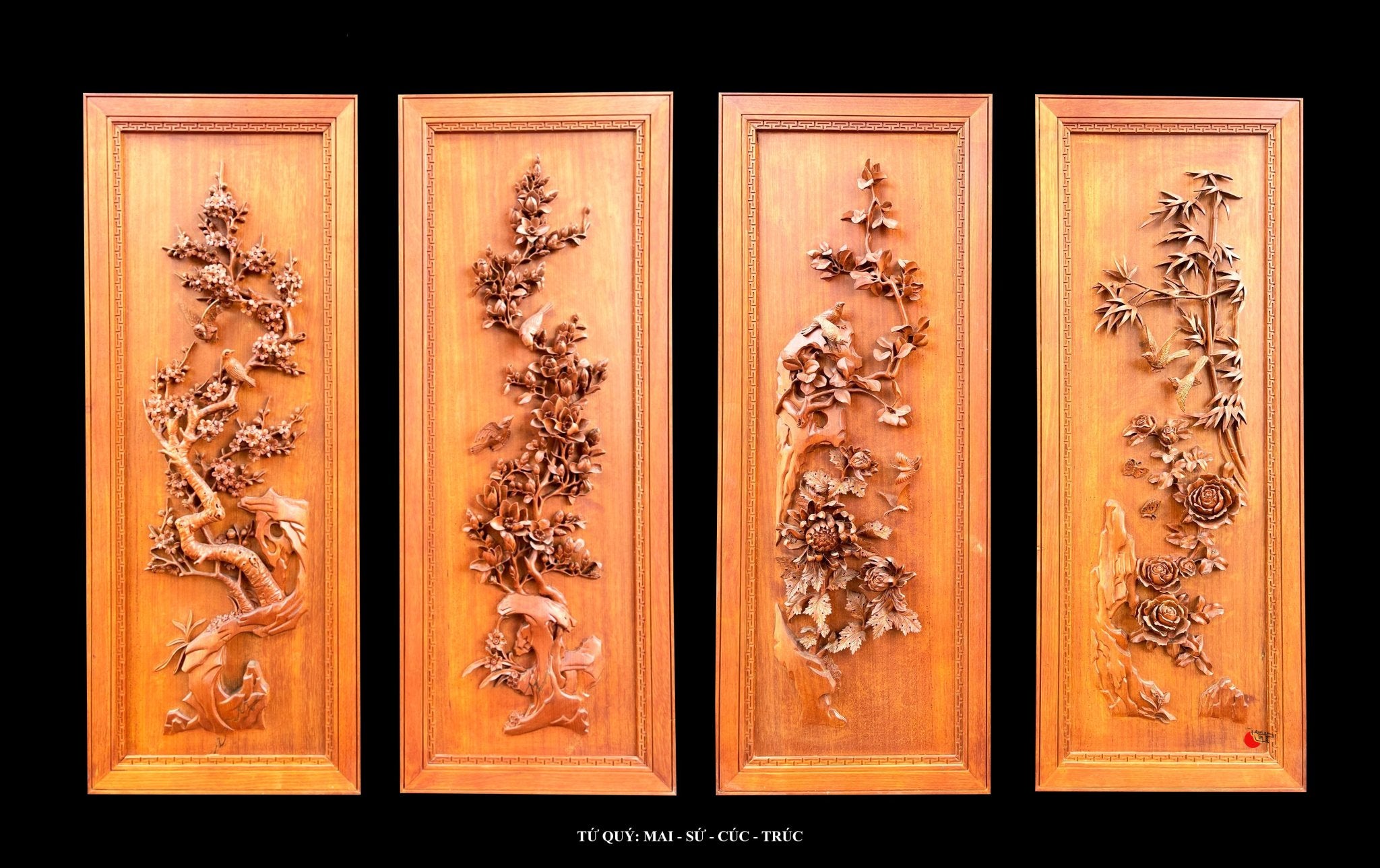 Flower 4 Season Wall Art - Wood Carving