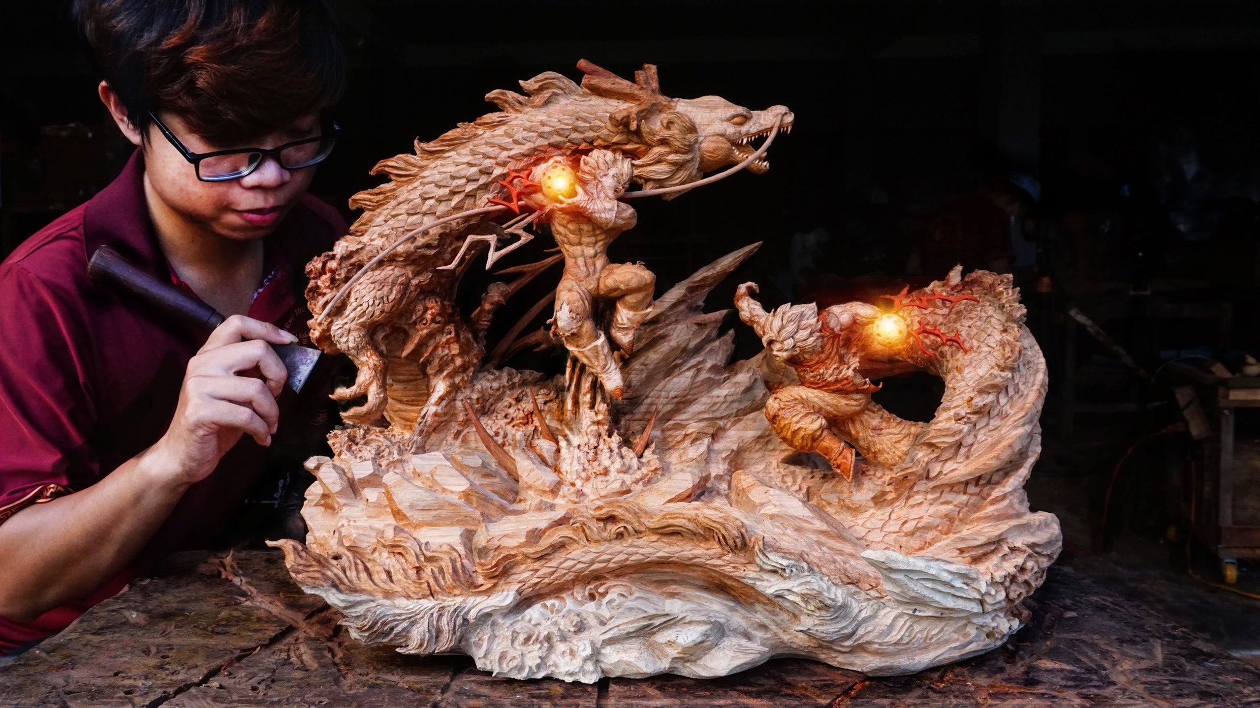 Goku vs Vegeta - Figure Wood Carving - Dragon Ball Z