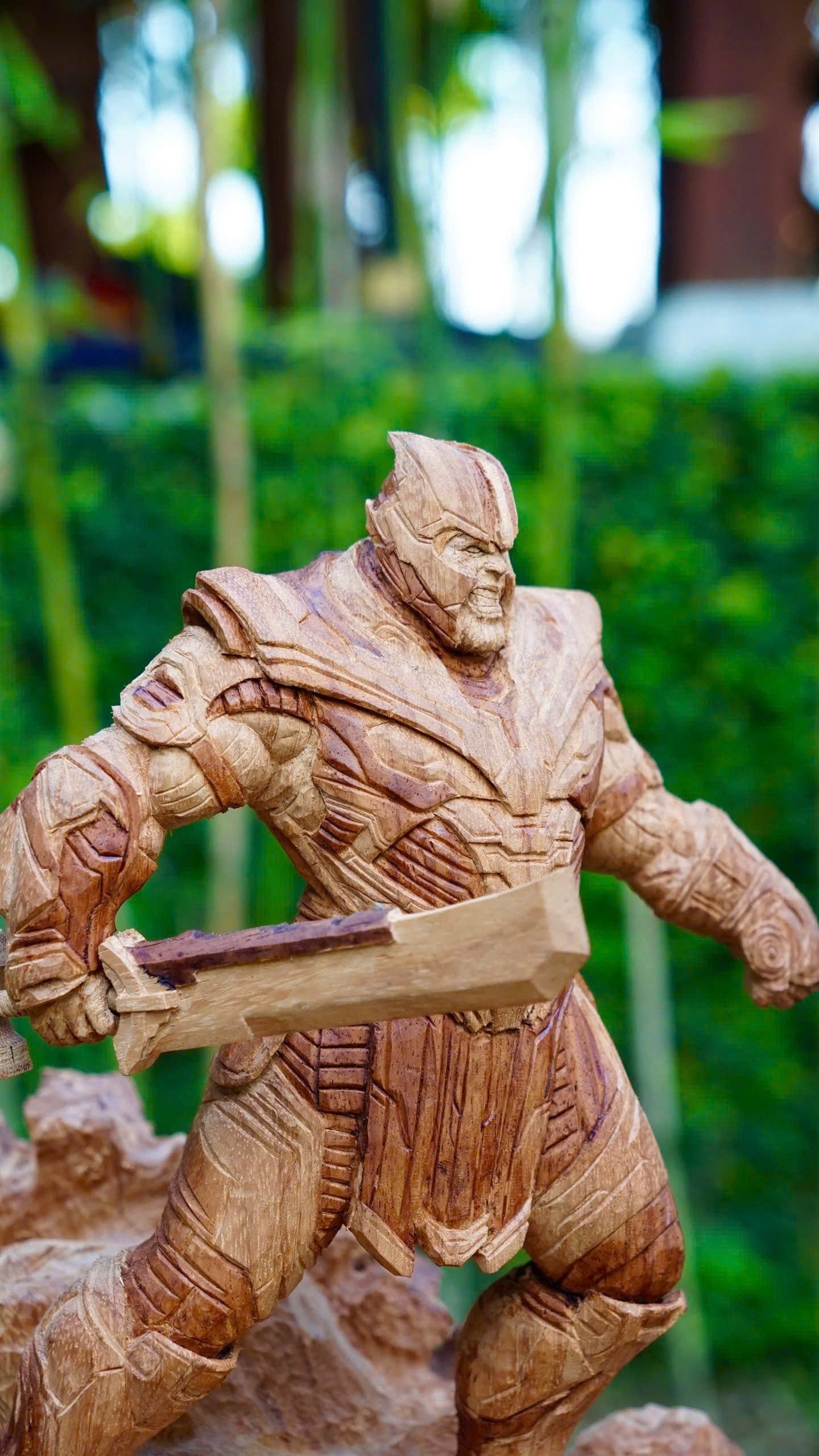 Thanos vs Captain America, Ironman & Thor - Figure Wood Carving - Avengers Endgame