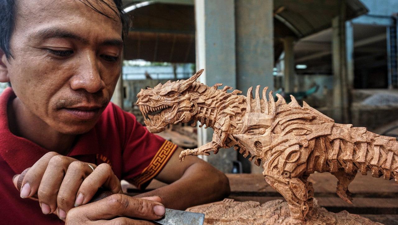 T-rex Transformers - Wood Carving - Woodart Vietnam 