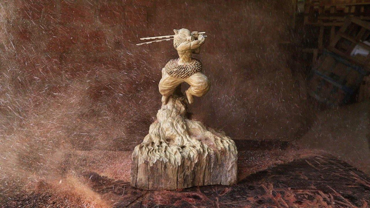 Inosuke Figure - Kimetsu No Yaiba - Demon Slayer Wood Carving - Woodart Vietnam 