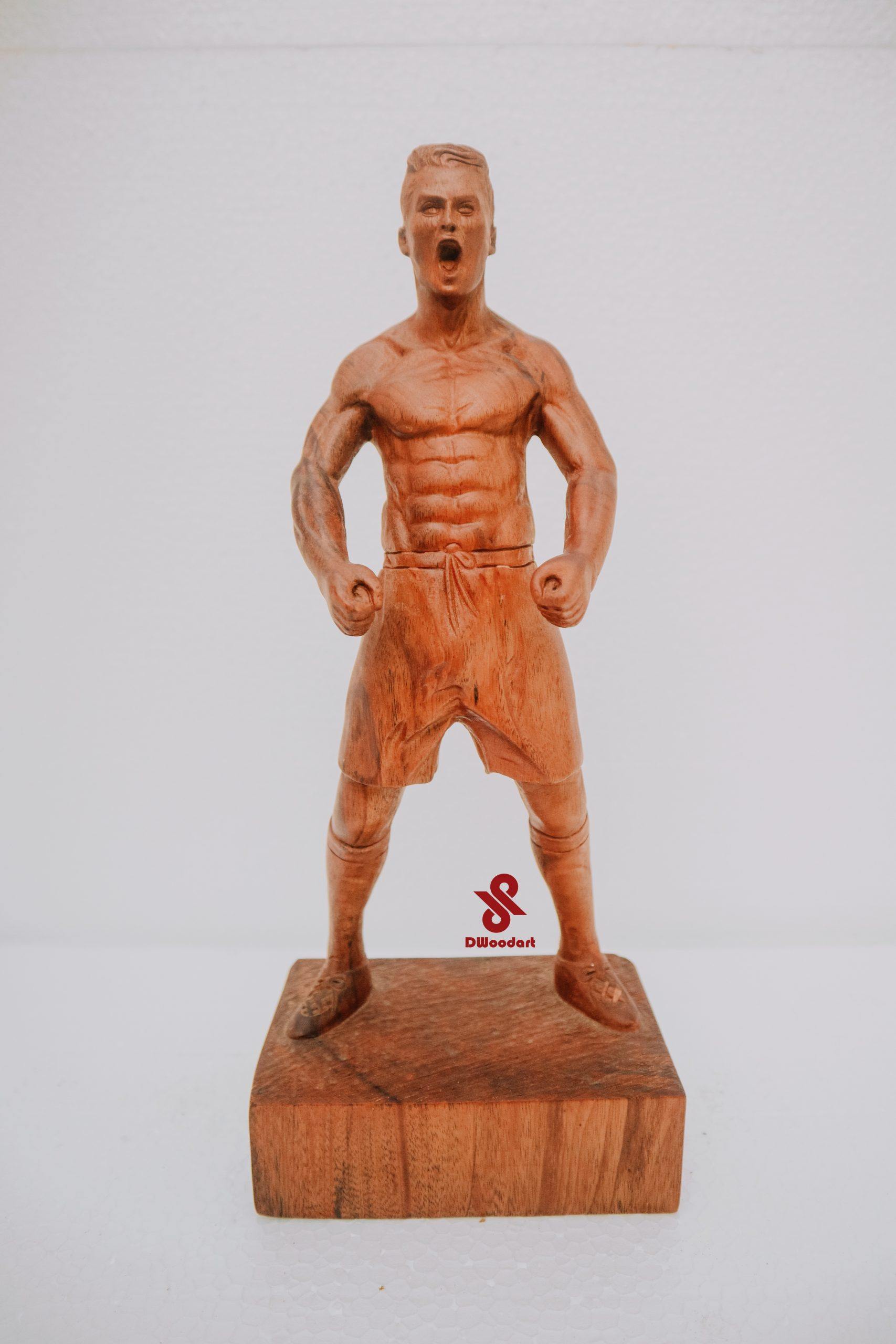 Christiano Ronaldo Figure Wood Sculpture - Woodart Vietnam 