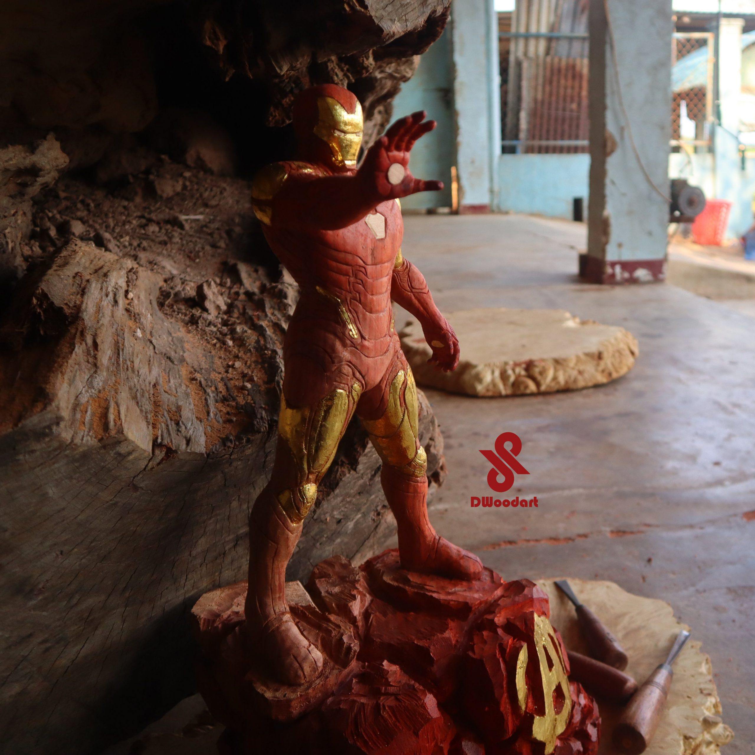 Wood Figurine - Iron Man Mark 85 Figure Wood Carving - Woodart Vietnam 