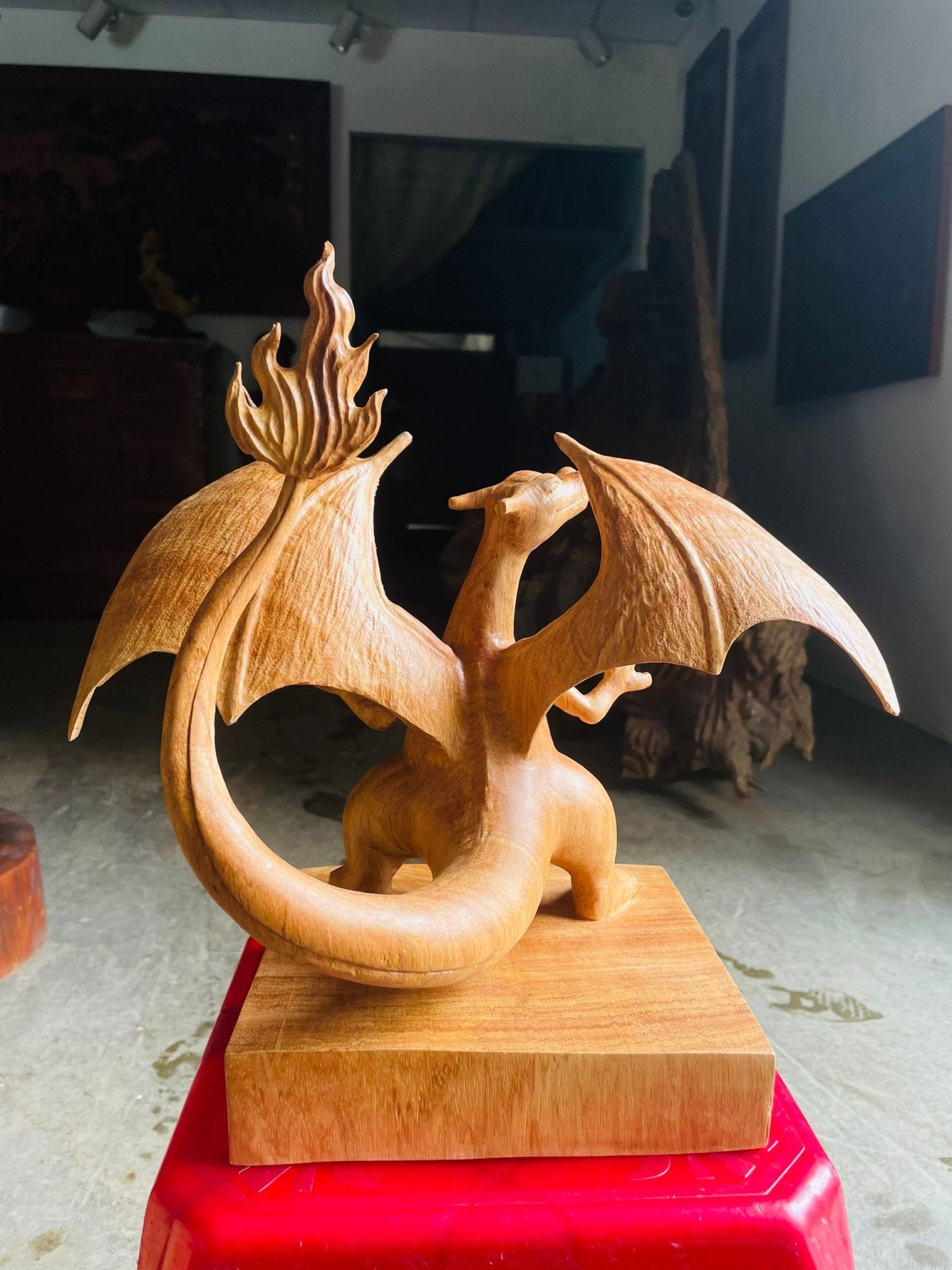 Charizard Figure - Pokémon Wood Carving - Woodart Vietnam