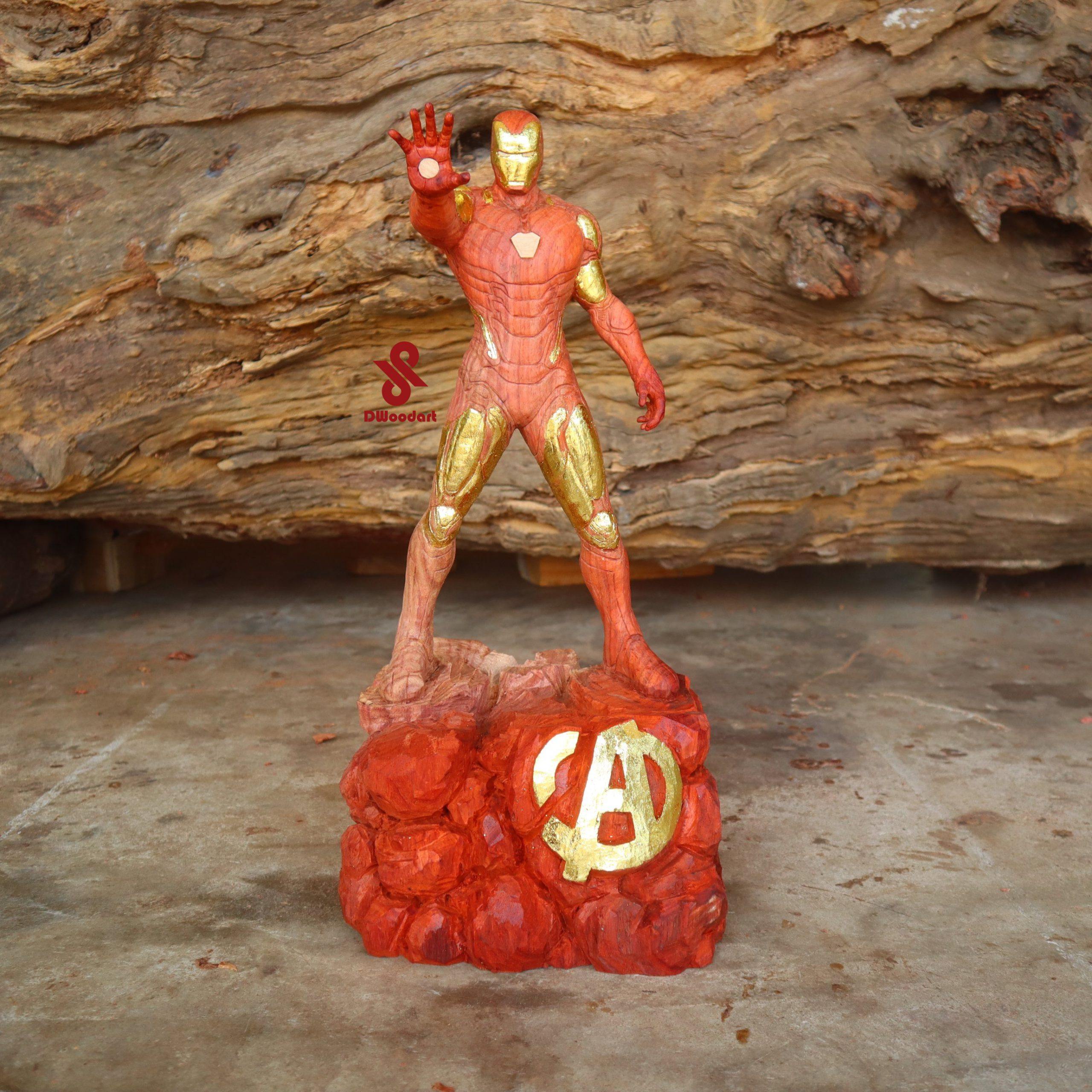 Wood Figurine - Iron Man Mark 85 Figure Wood Carving - Woodart Vietnam 
