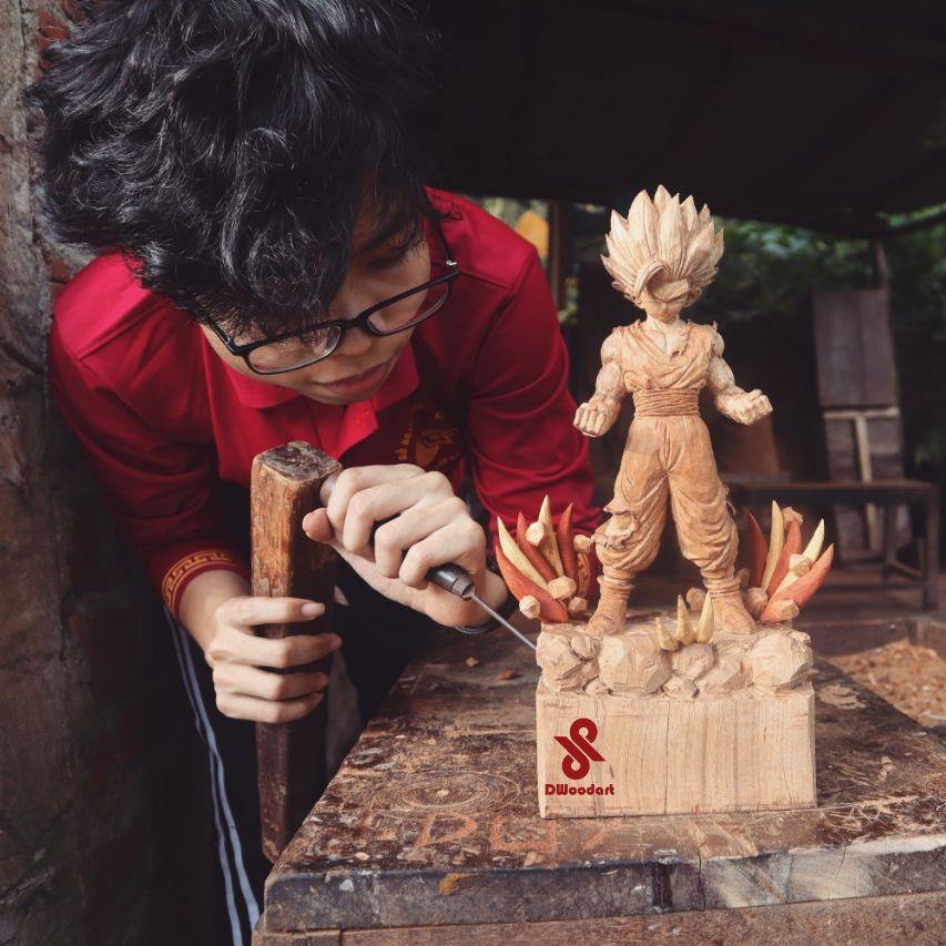 Gohan Figure Wood Carving - Dragon Ball - Woodart Vietnam