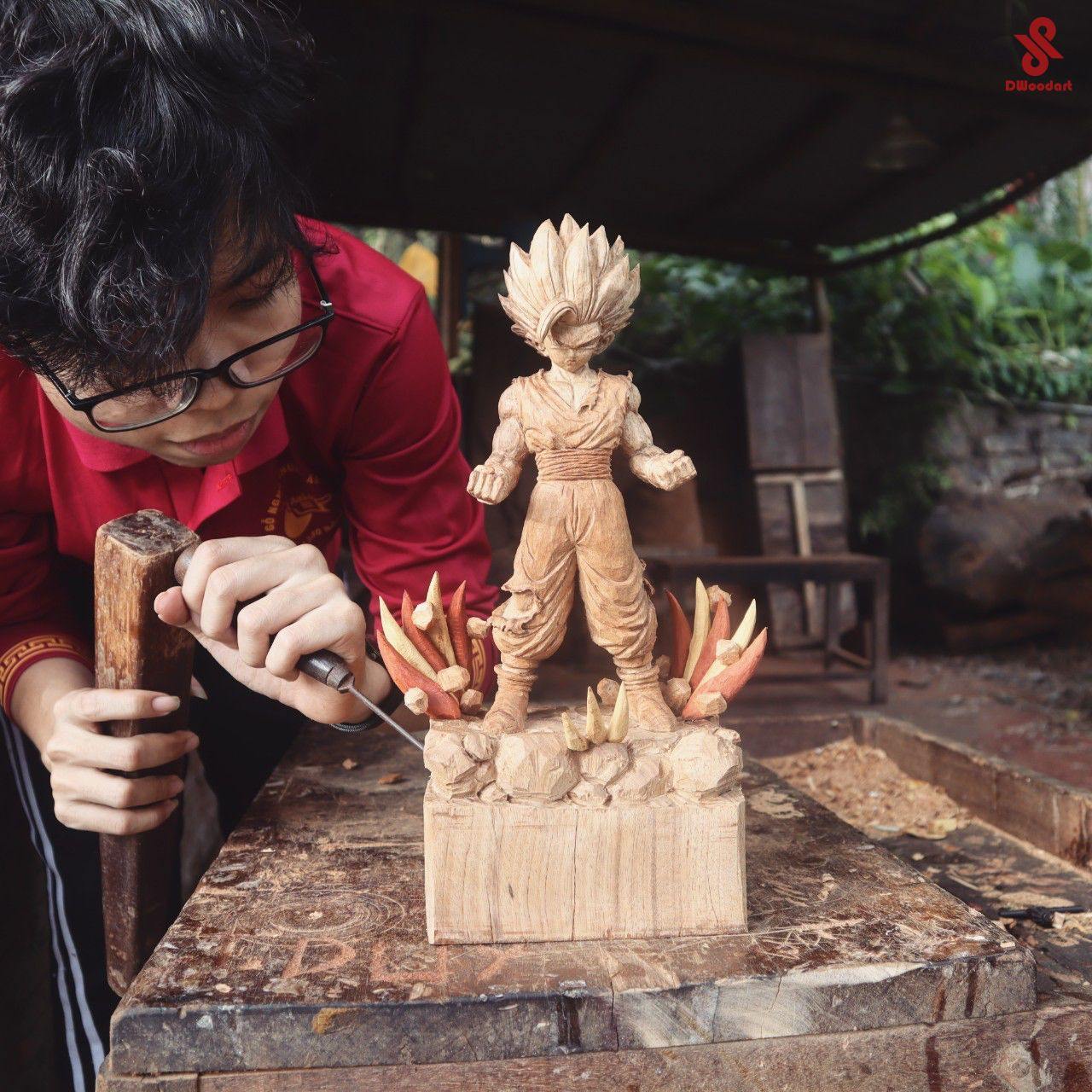 Gohan Figure Wood Carving - Dragon Ball - Woodart Vietnam
