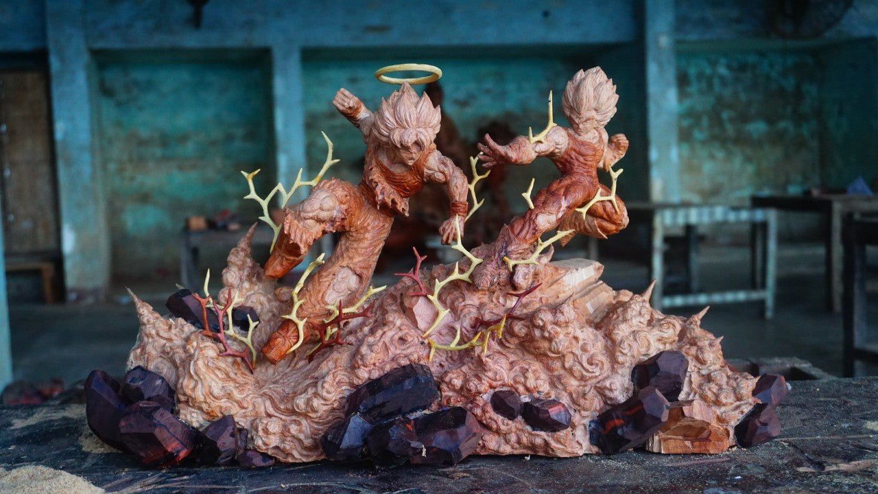 Goku vs Majin Vegeta - Wood Carving [Limited] - Woodart Vietnam