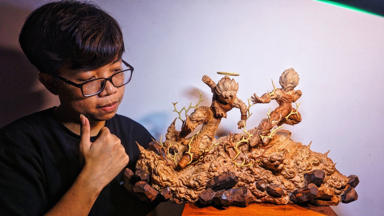 Goku vs Majin Vegeta - Wood Carving [Limited] - Woodart Vietnam
