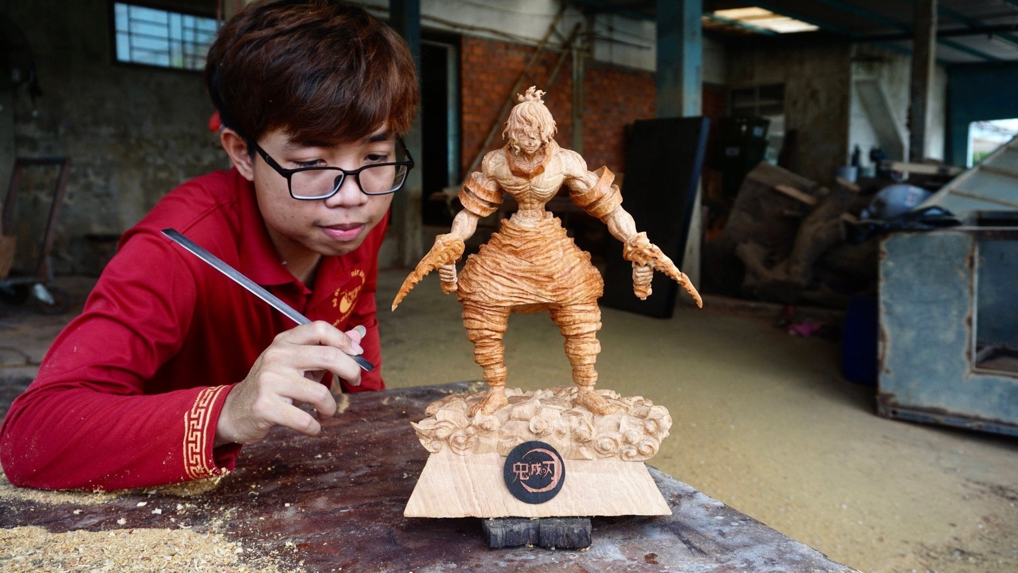 Gyutaro Figure Wood Carving - Demon slayer - Woodart Vietnam