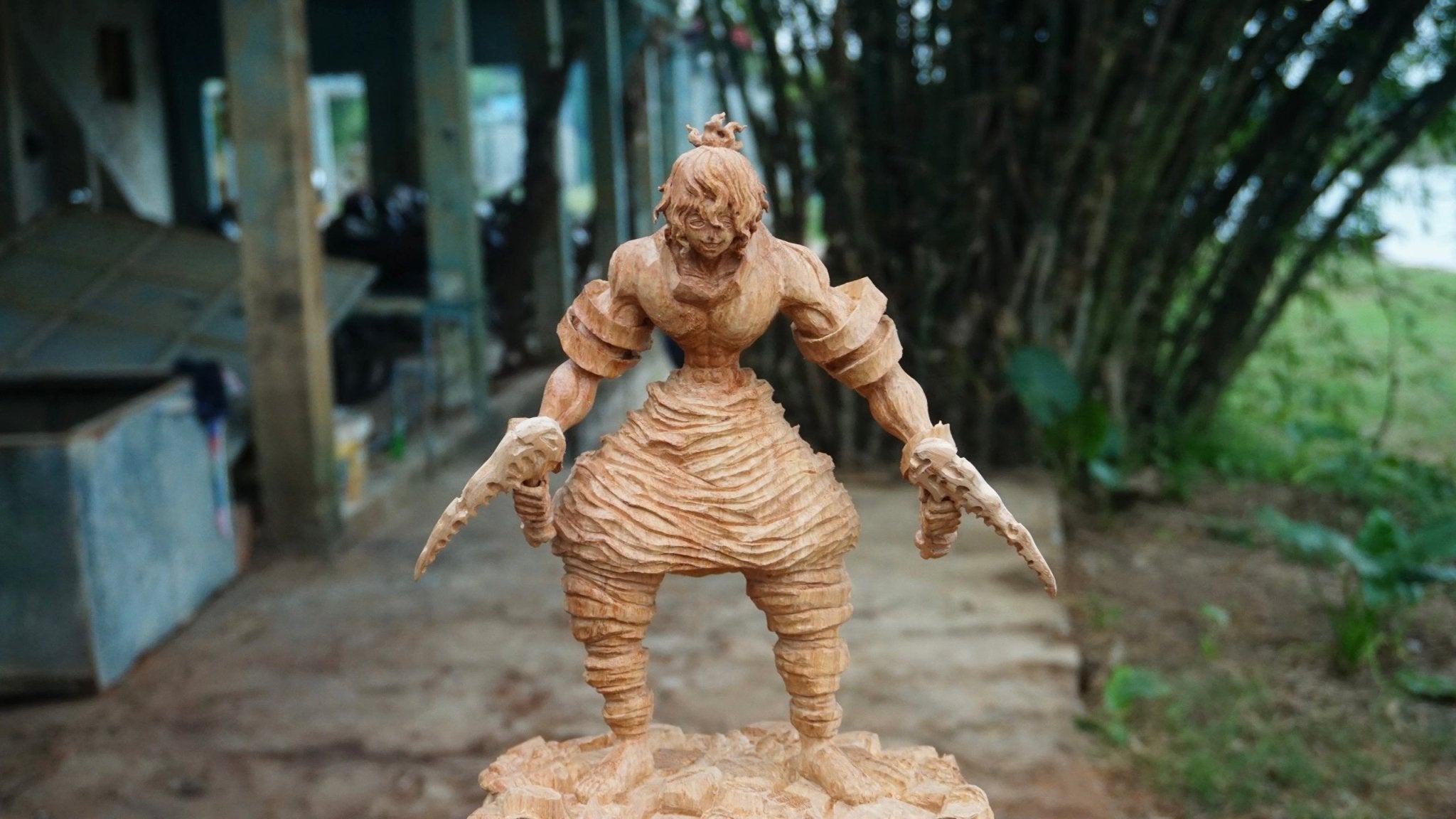 Gyutaro Figure Wood Carving - Demon slayer - Woodart Vietnam