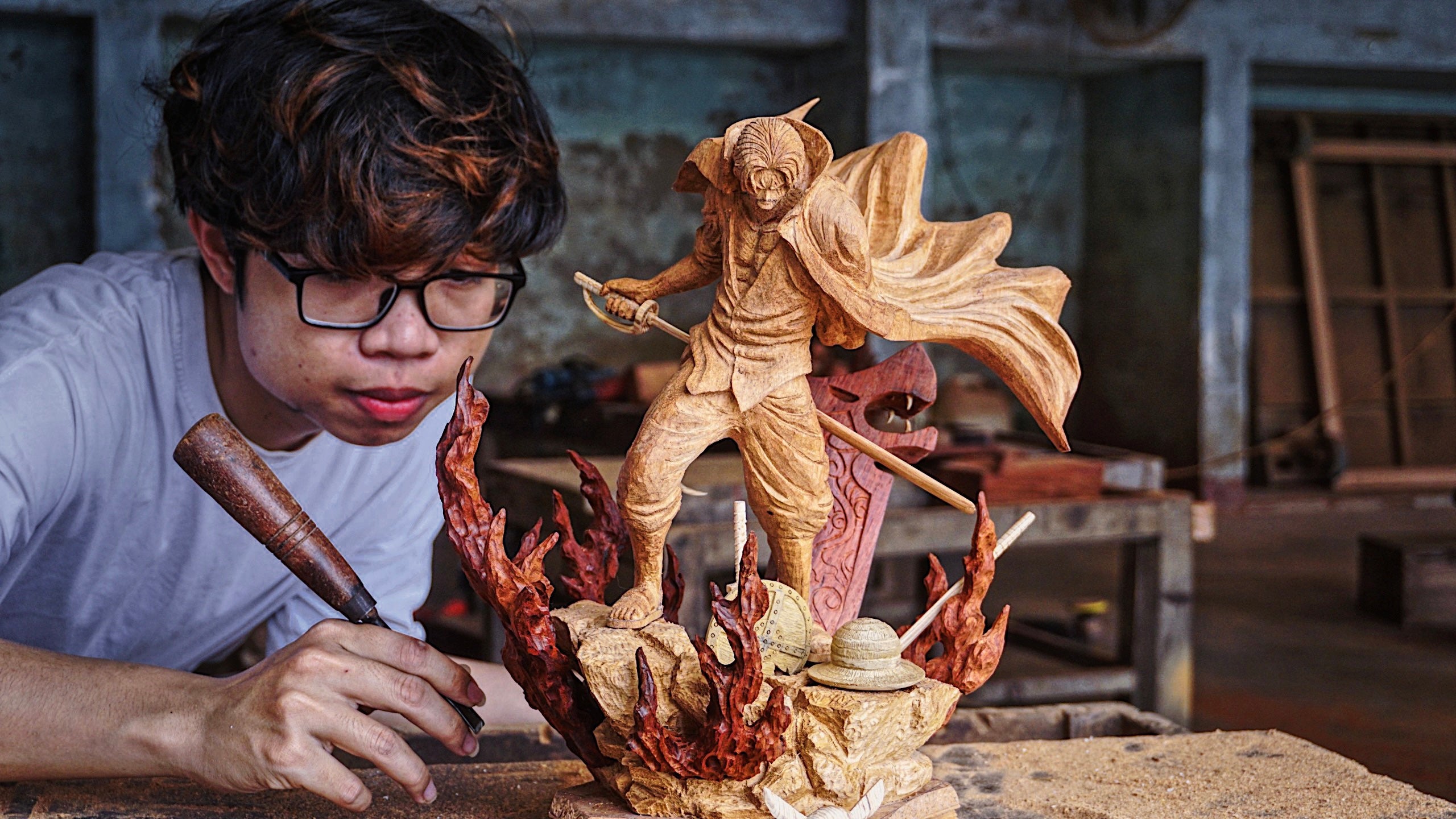 Shanks - Figure Wood Carving - One Piece - Woodart Vietnam 