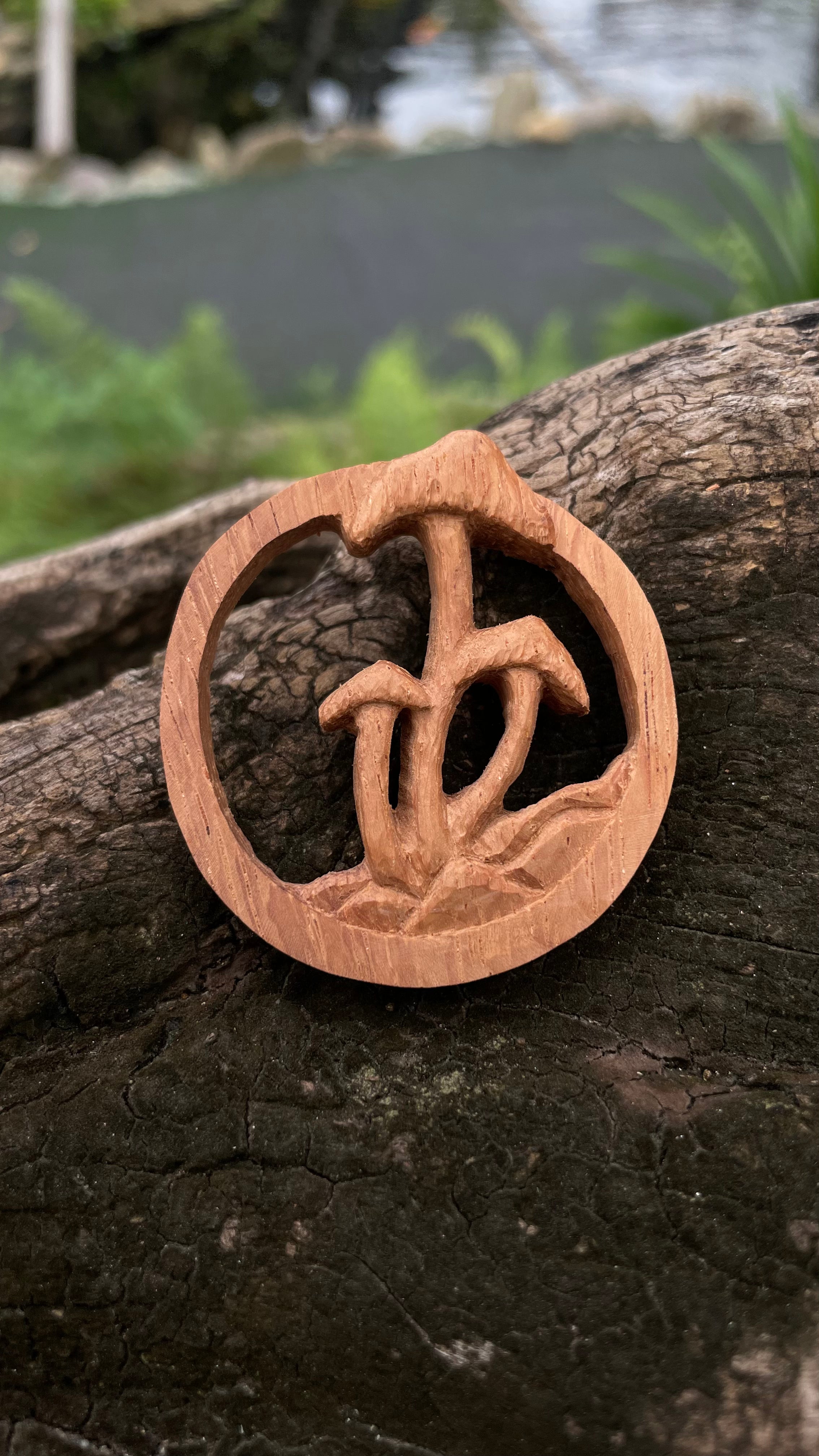 Mushroom - Wooden Pendant Necklace - Woodart Vietnam 