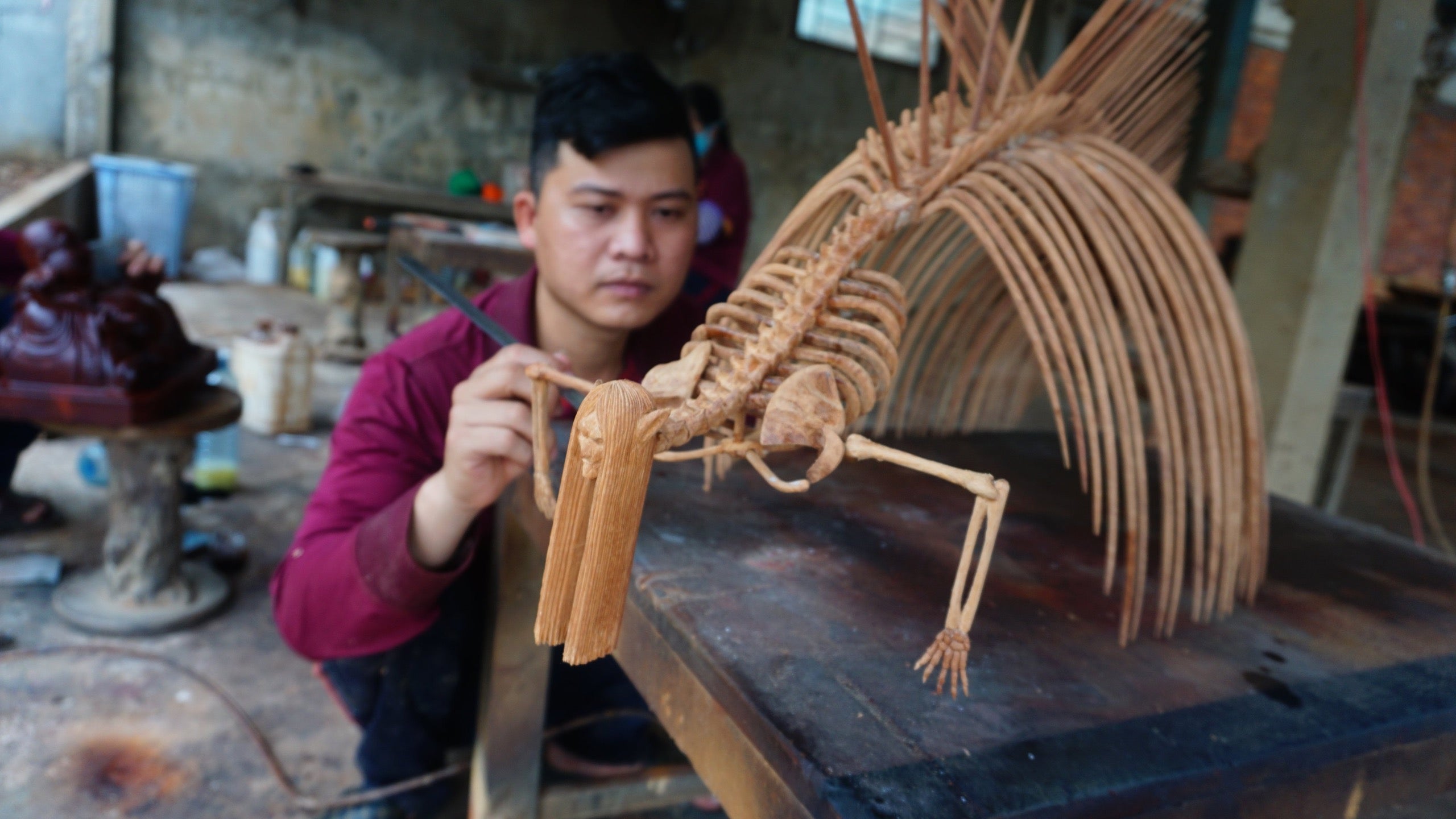 Wood Carving Founding Titan Eren Figure - Attack on Titan - Woodart Vietnam 