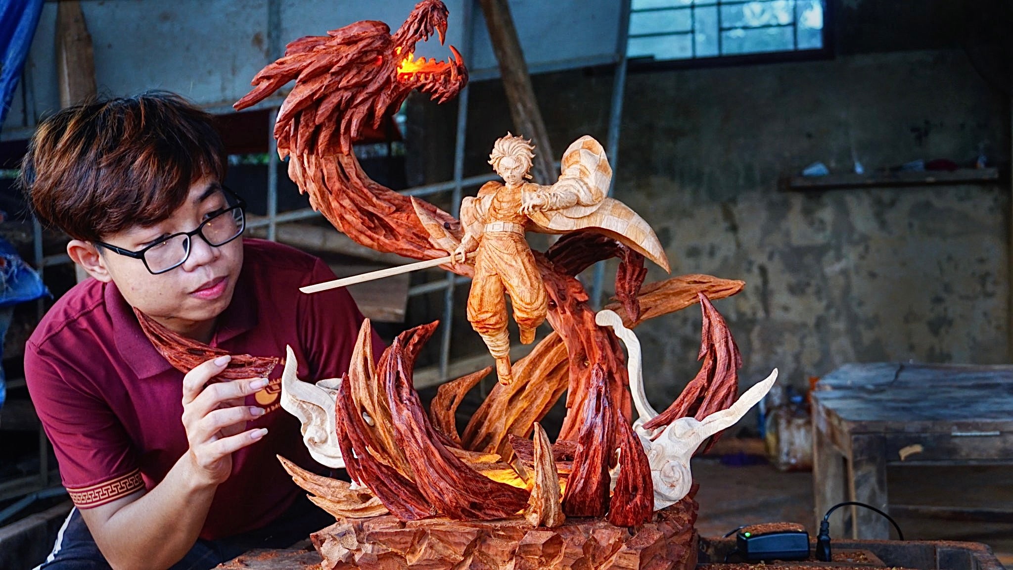 Tanjiro Figure Wood Carving - Demon Slayer - Woodart Vietnam 