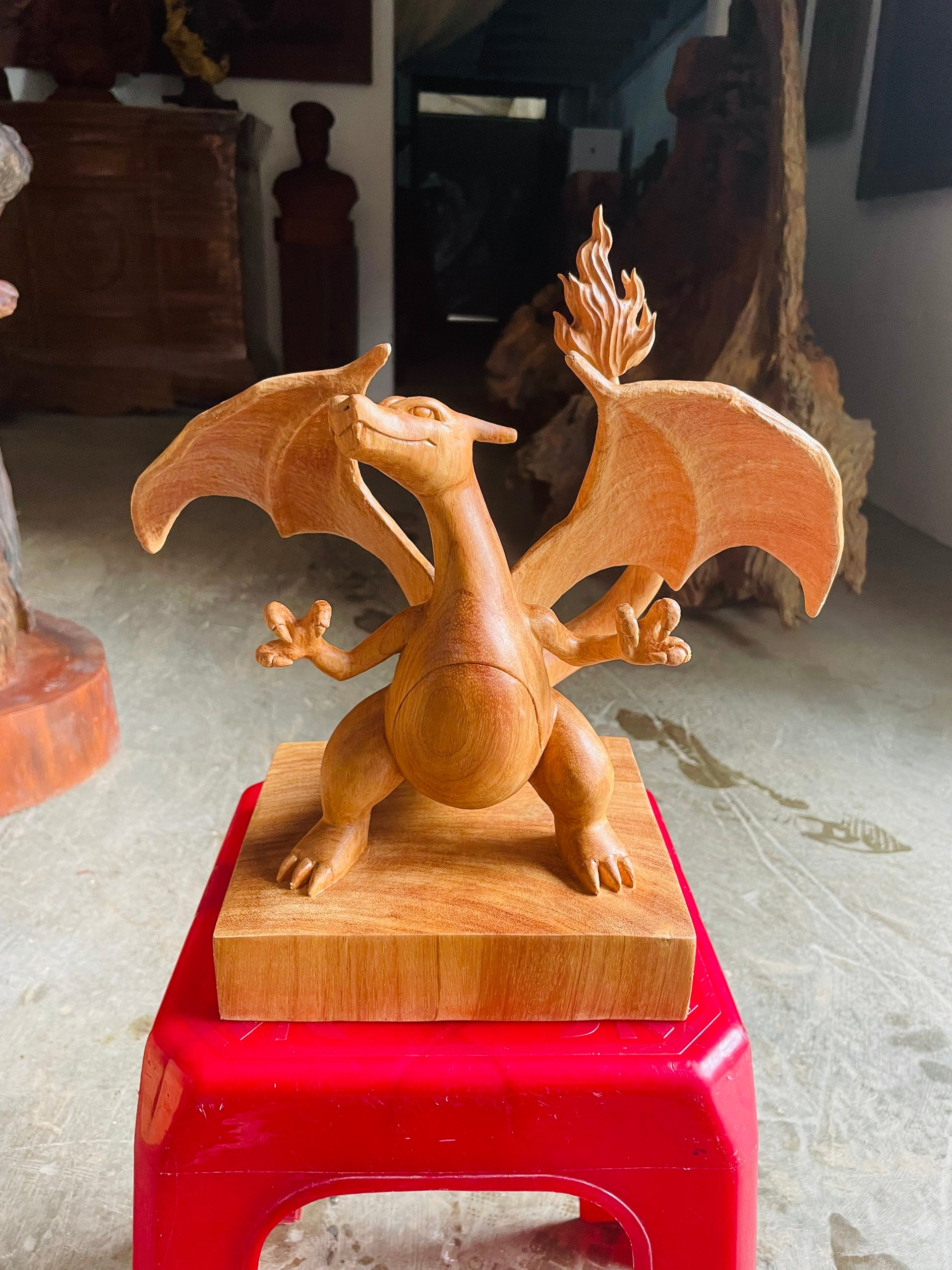 Charizard Figure - Pokémon Wood Carving - Woodart Vietnam 