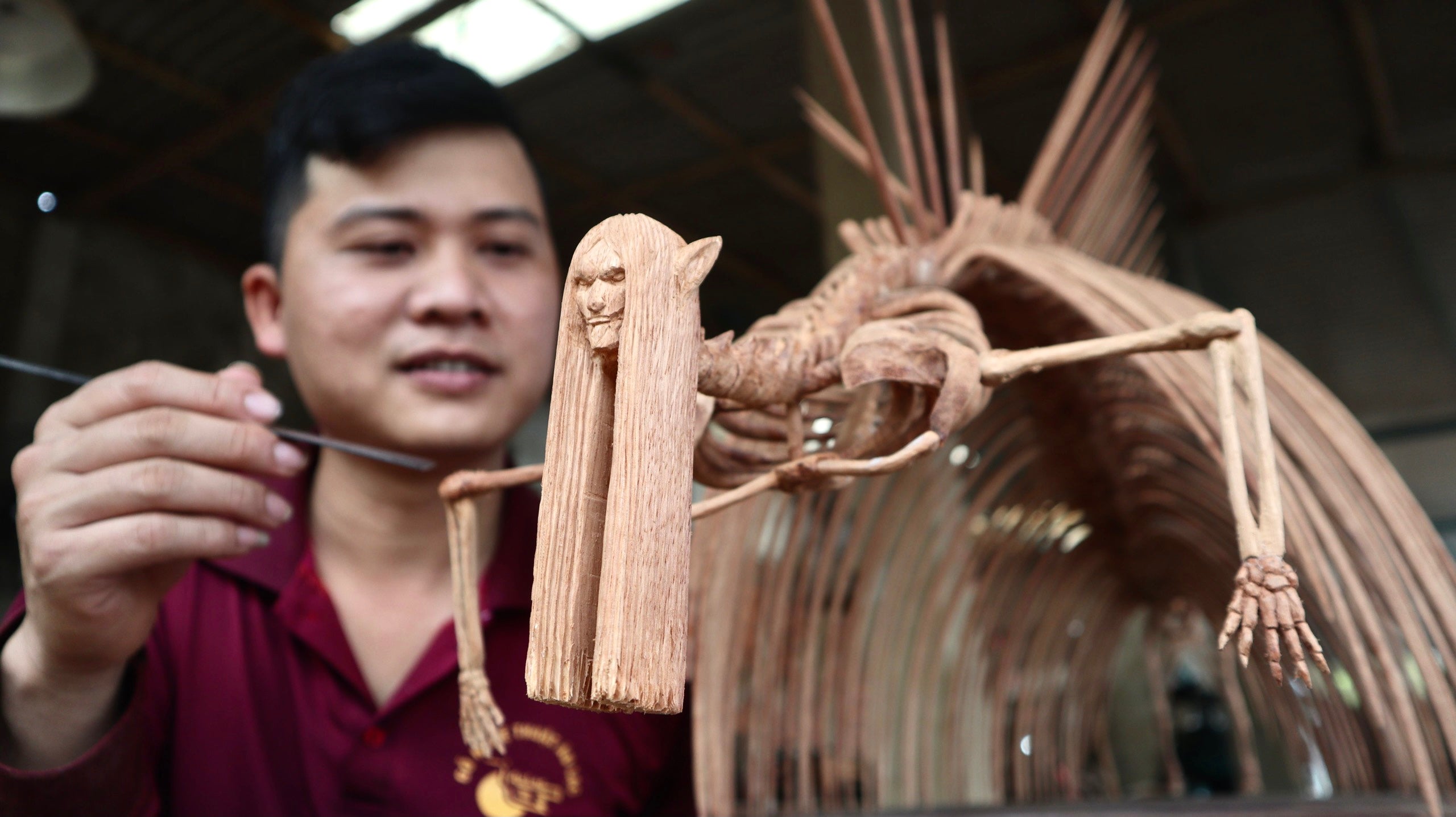Wood Carving Founding Titan Eren Figure - Attack on Titan - Woodart Vietnam 