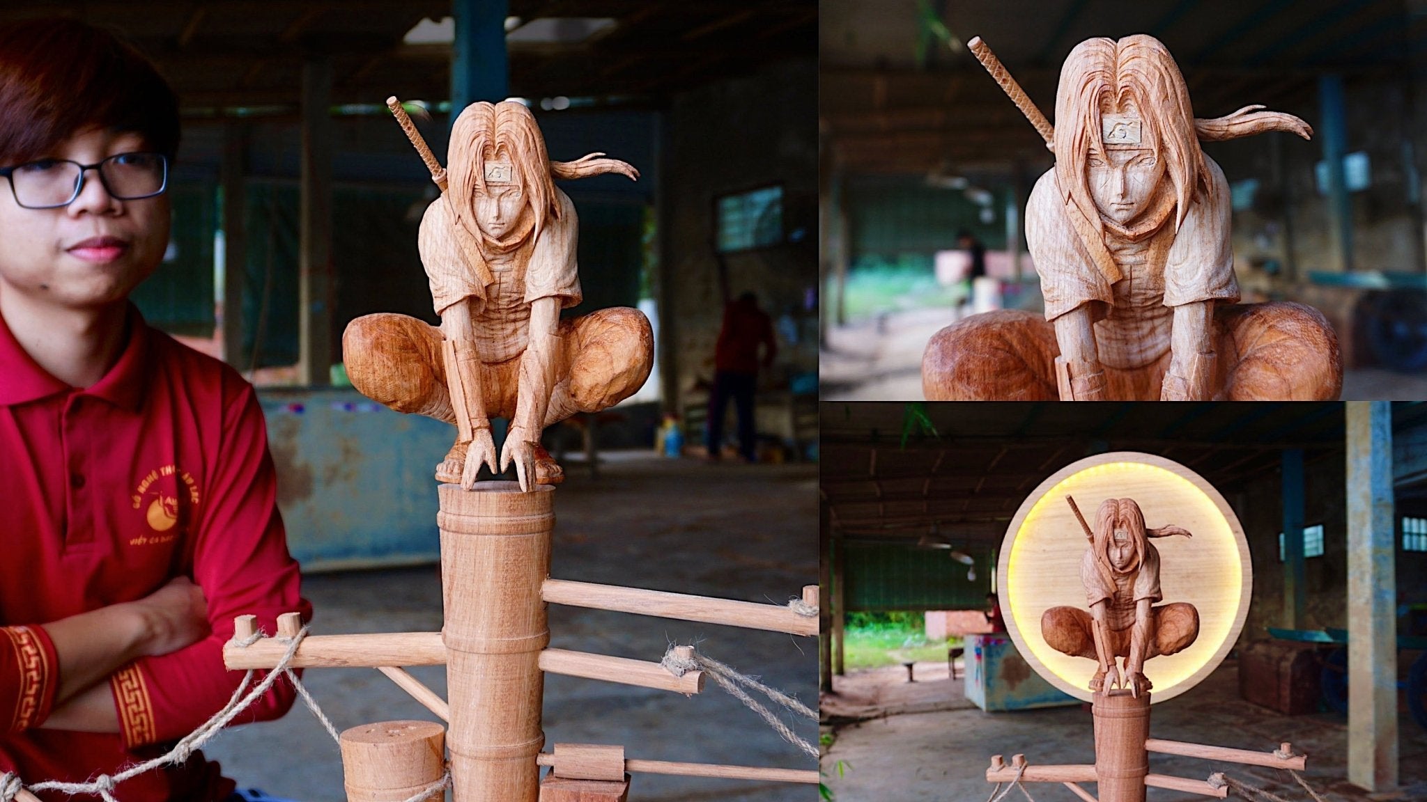 Itachi Uchiha - The Moonlight Figure Wood Carving - Woodart Vietnam