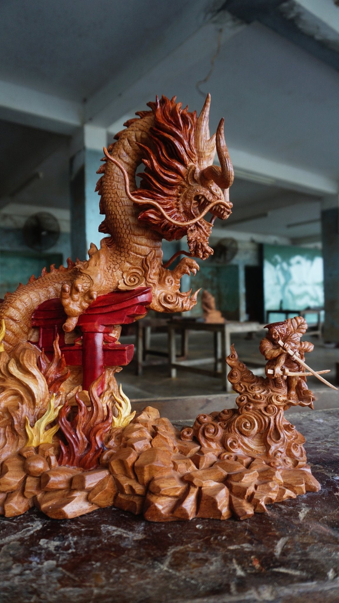 Kaido vs Oden - Figure Wood Carving - One Piece - Woodart Vietnam