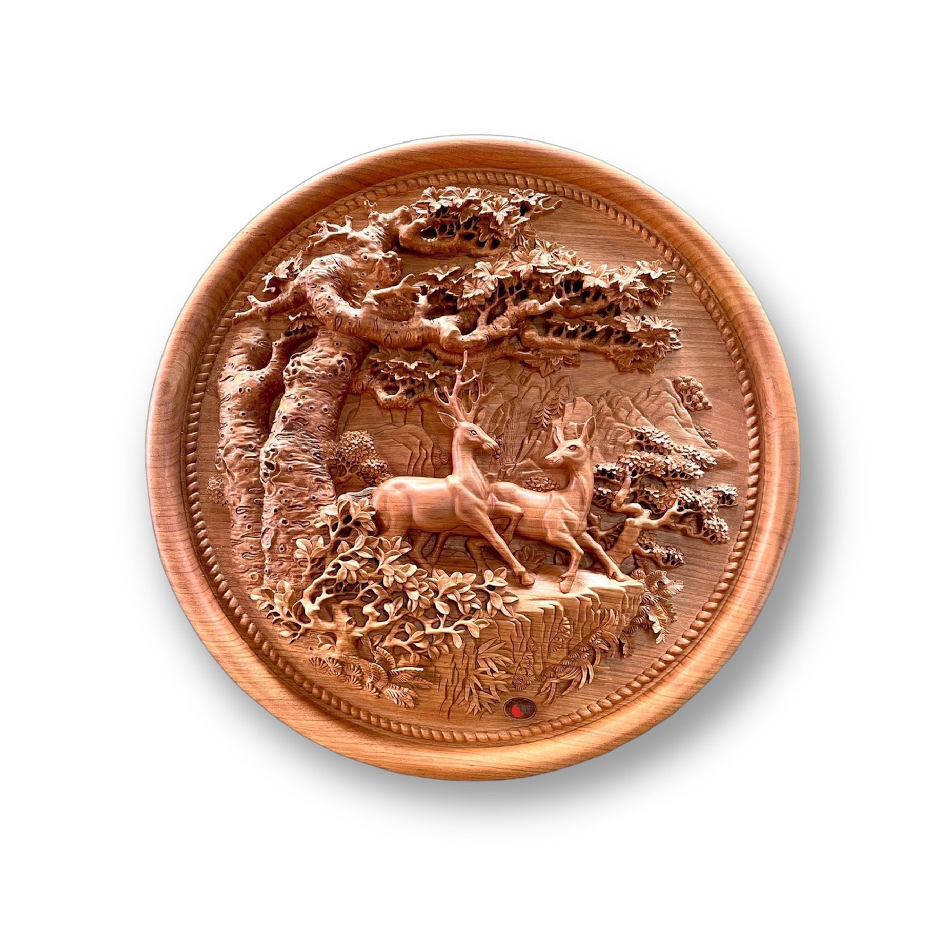 Lucky Deer Wood Carving Wall Art - Woodart Vietnam