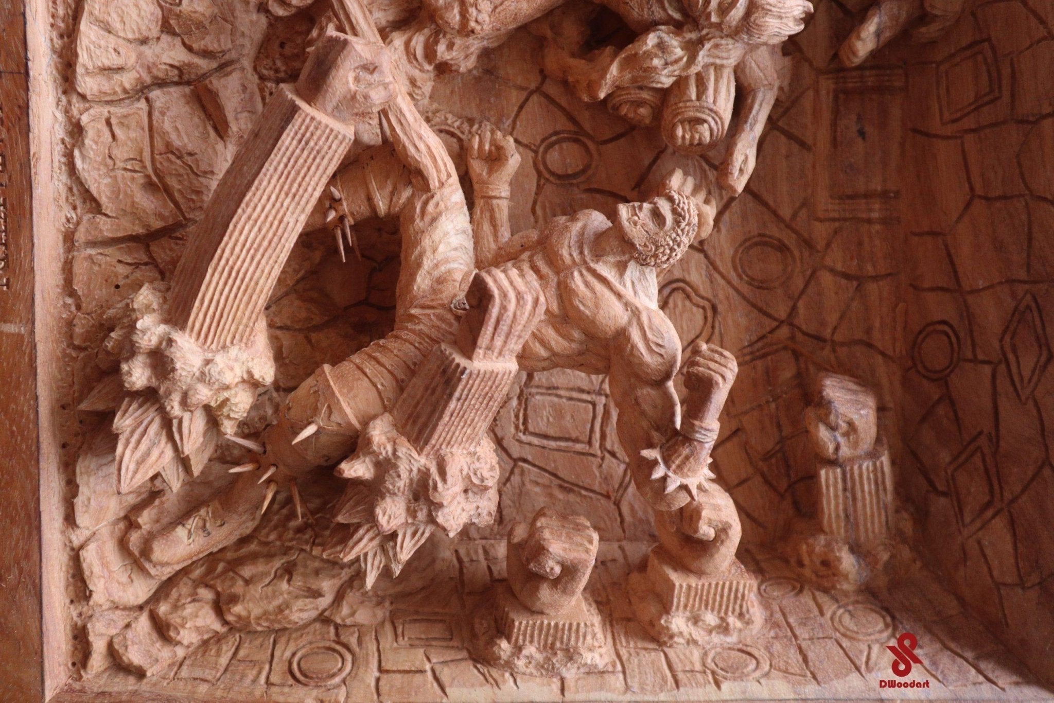 Luffy vs Katakuri - Figure Wood Carving fighting scene - Woodart Vietnam