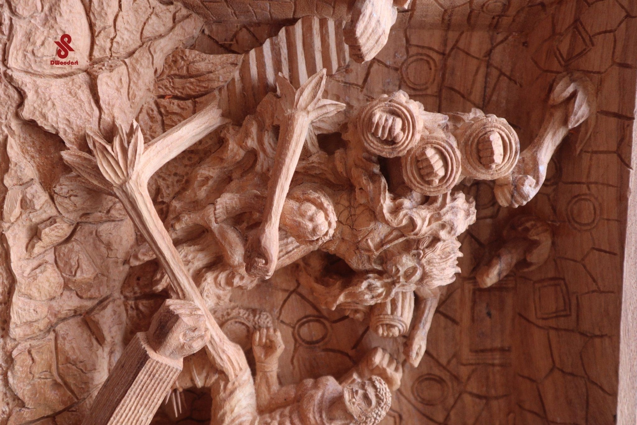 Luffy vs Katakuri - Figure Wood Carving fighting scene - Woodart Vietnam