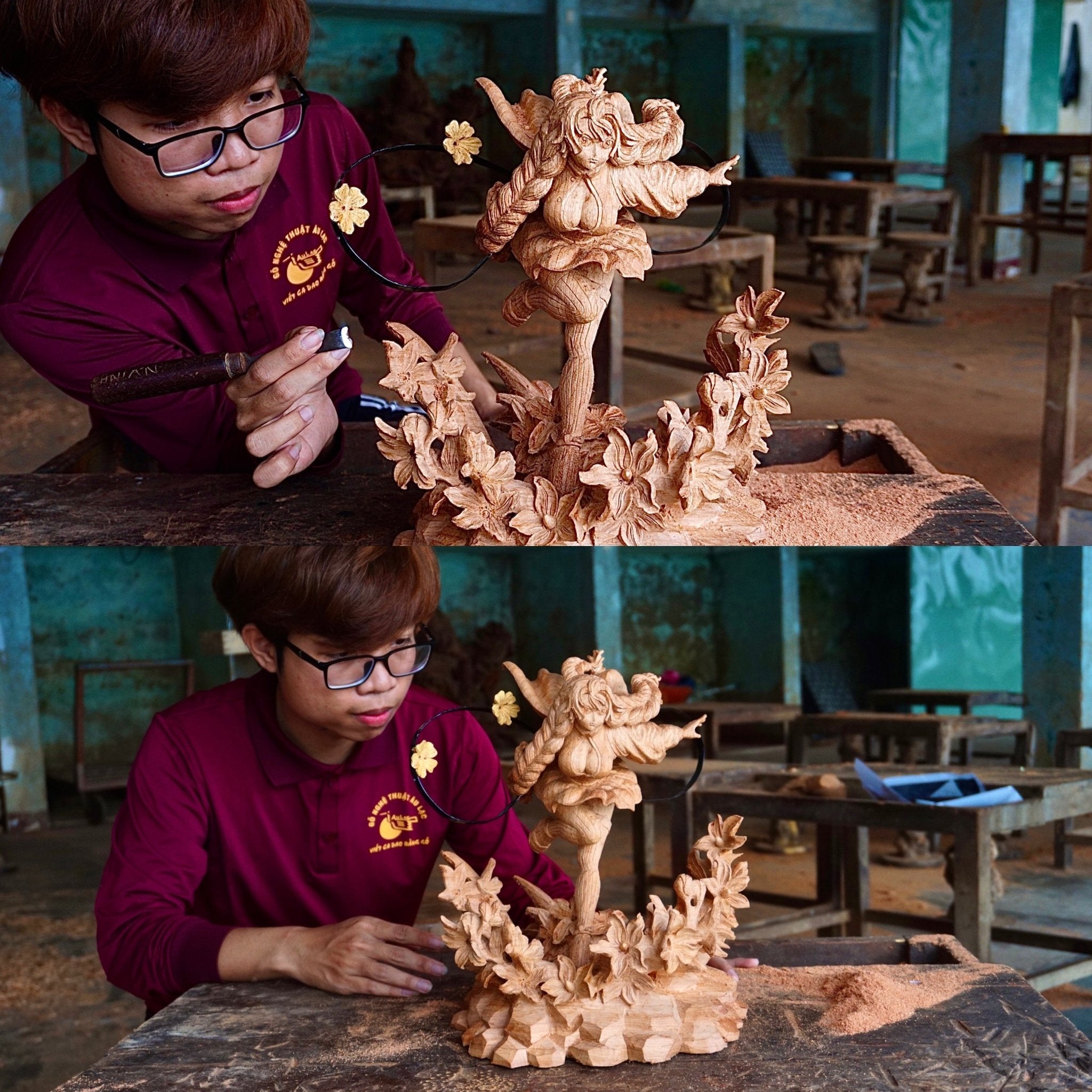 Mitsuri figure Wood Carving - Demon Slayer - Kimetsu no Yaiba - Woodart Vietnam