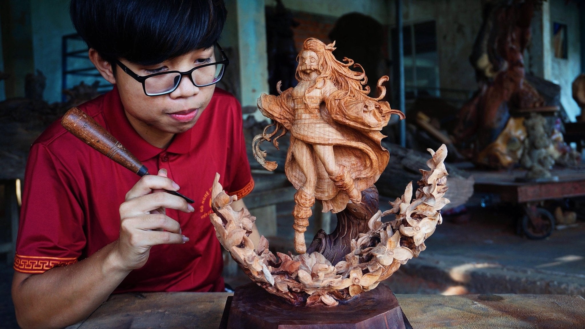 Nezuko - Wood Carving - Demon Slayer [ Limited ] - Woodart Vietnam