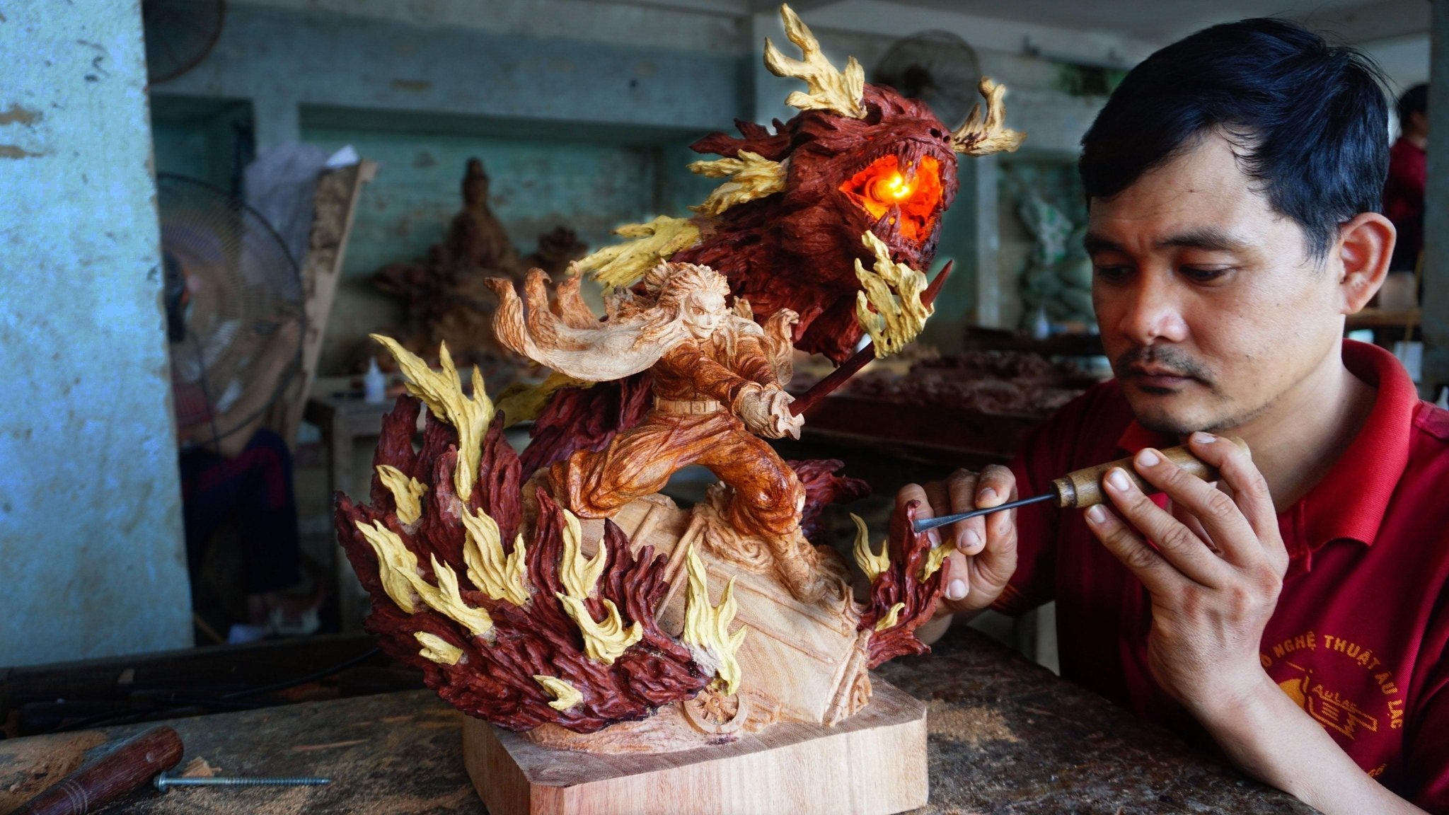 Rengoku - Wood Carving - Demon Slayer [Limited] - Woodart Vietnam